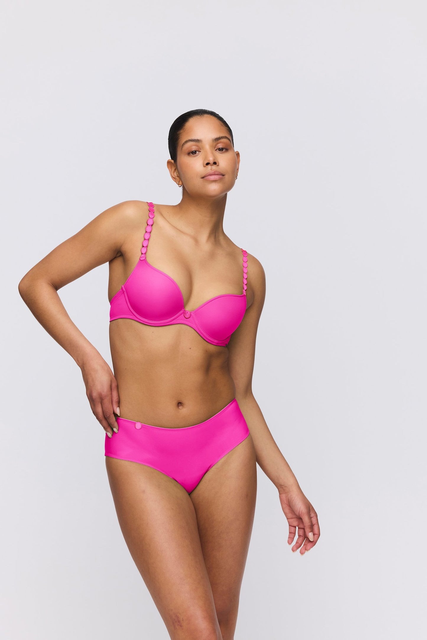 Marie Jo Tom Brief styled on model in Influencer Pink