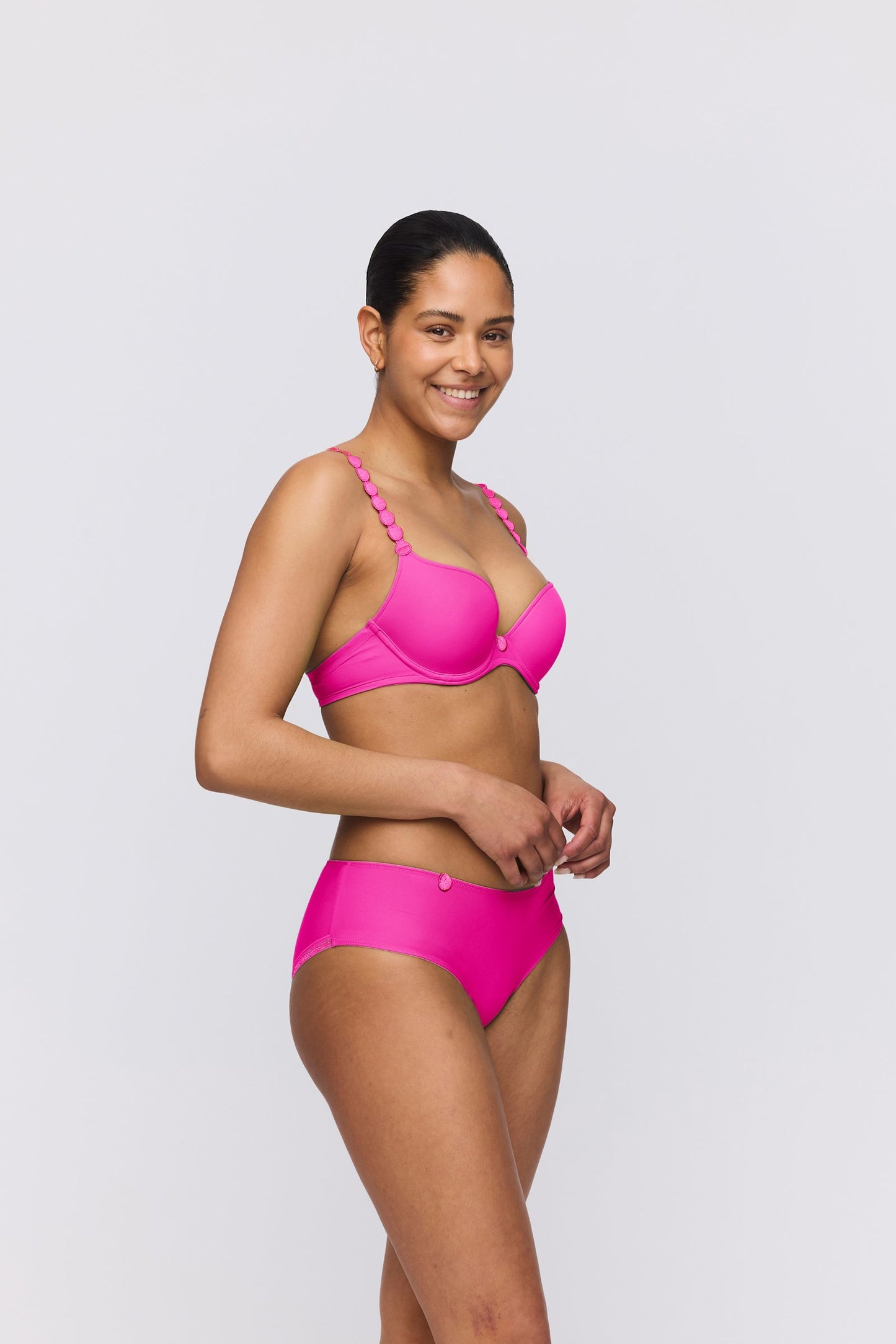 Marie Jo Tom Brief styled on model in Influencer Pink