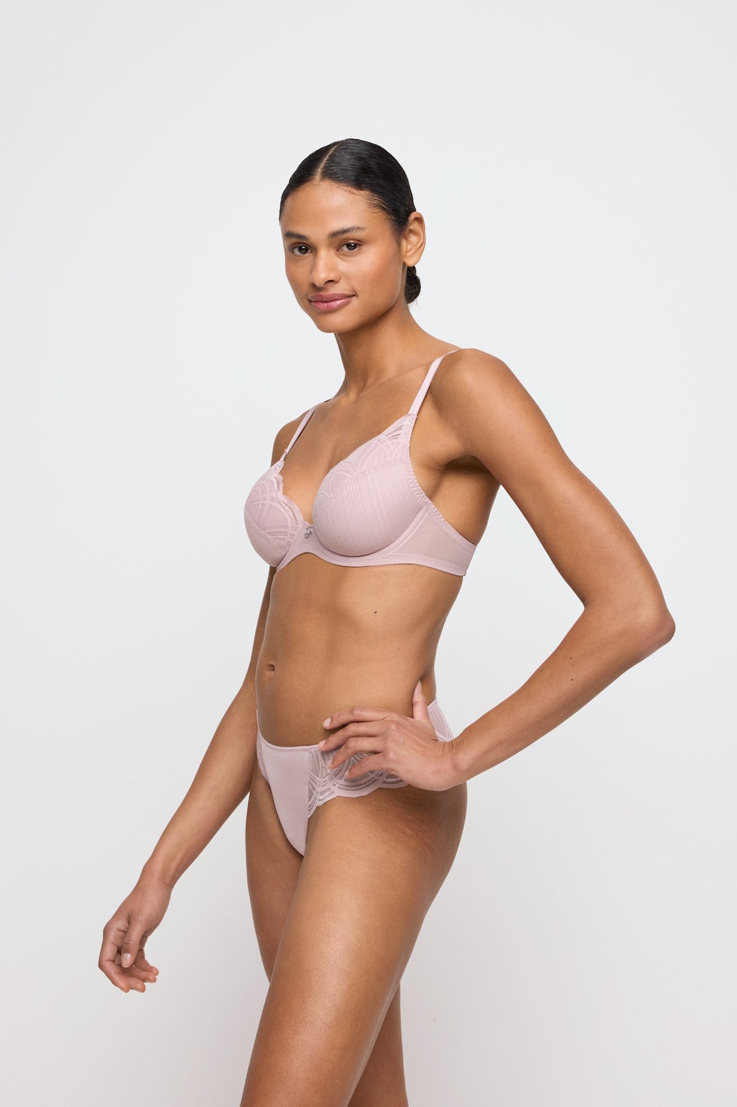 Marie Jo Cathia Thong styled on model in Bois De Rose