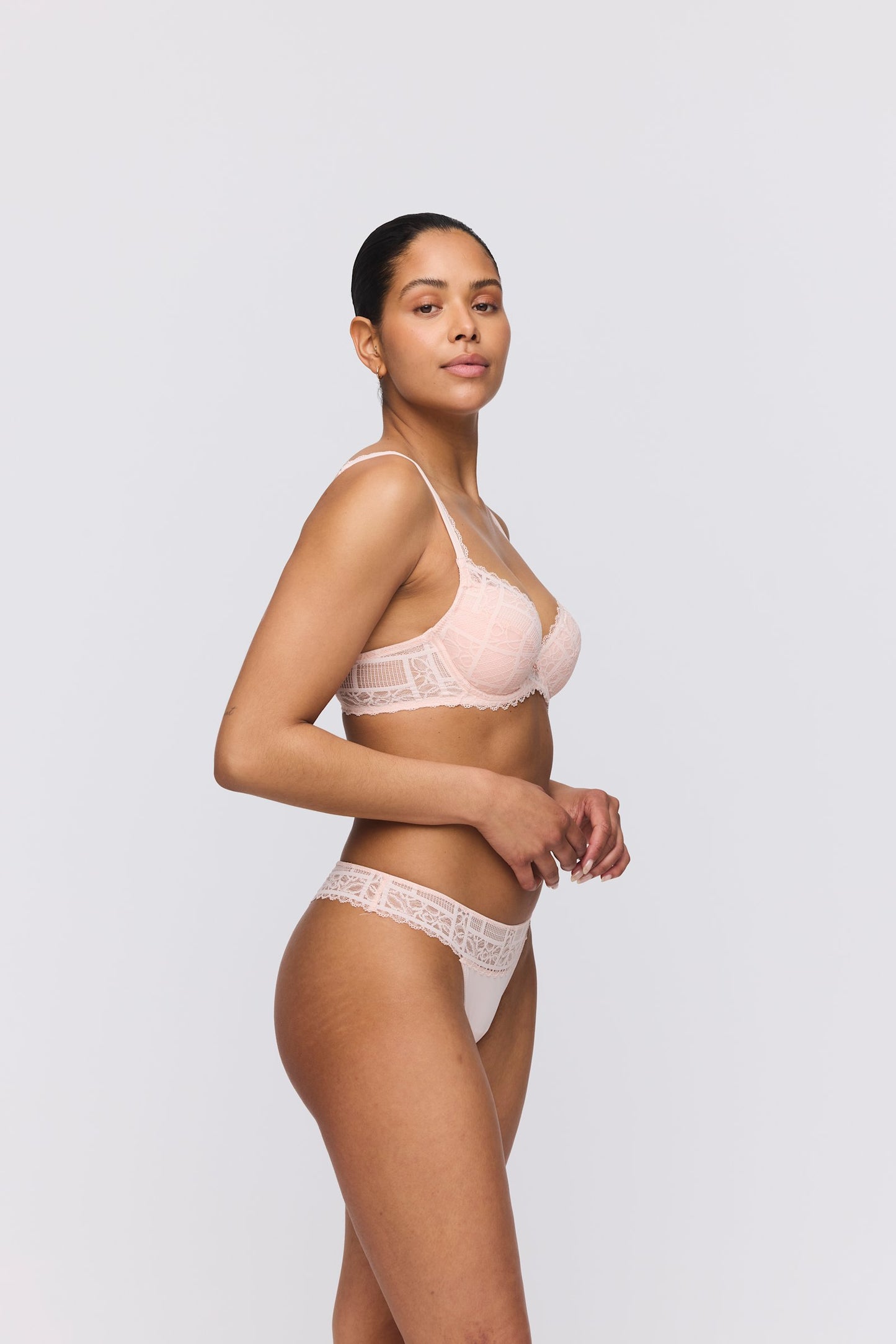 Marie Jo Jadei Thong styled on model in Glossy Pink