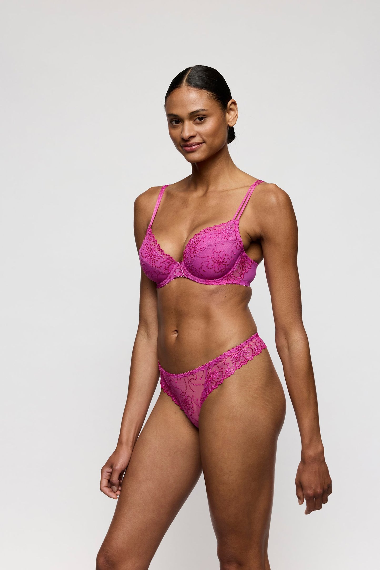 Marie Jo Jane Push-Up Bra styled on model in Orchid Bliss