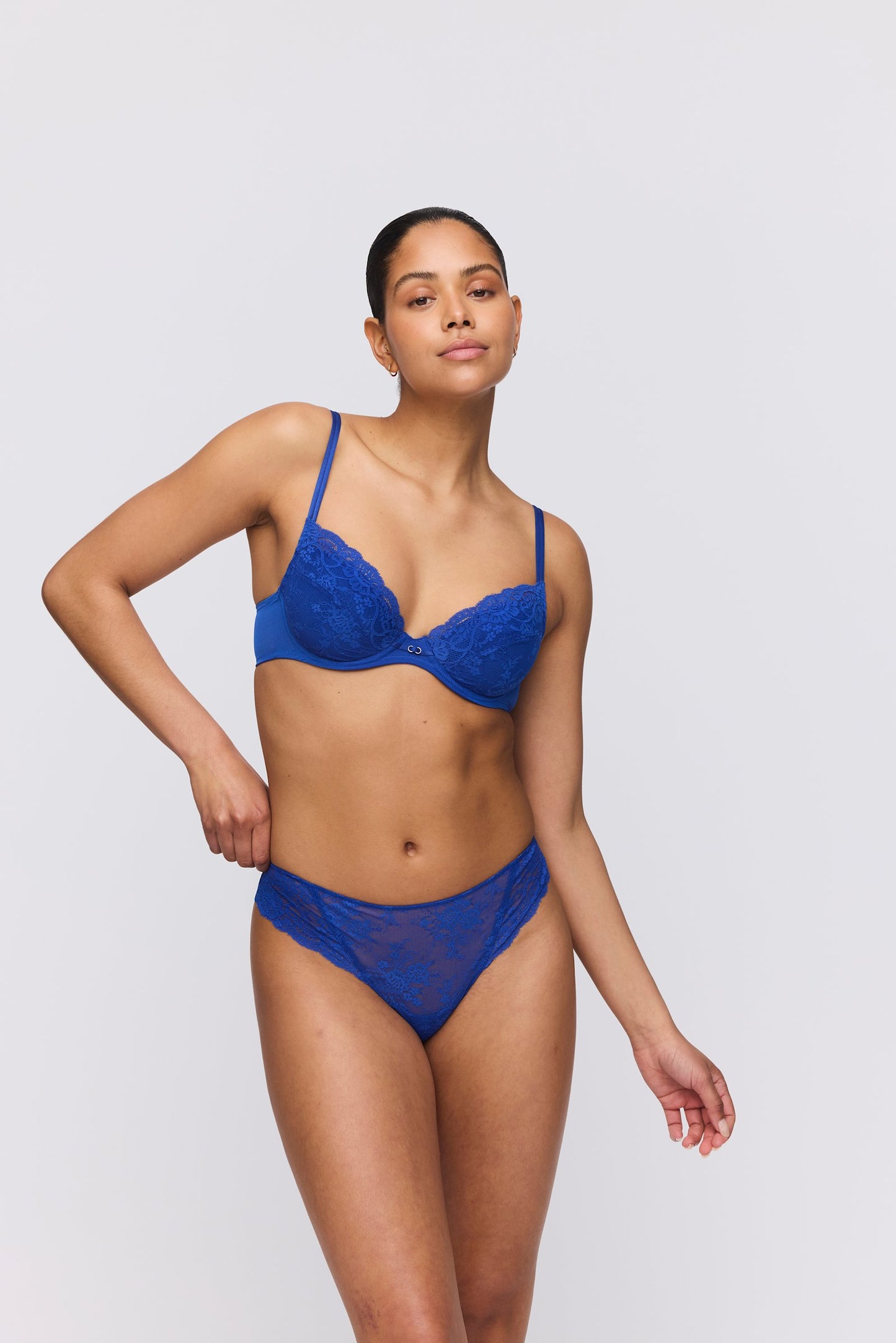 Marie Jo Melipha Thong styled on model in Blue Print