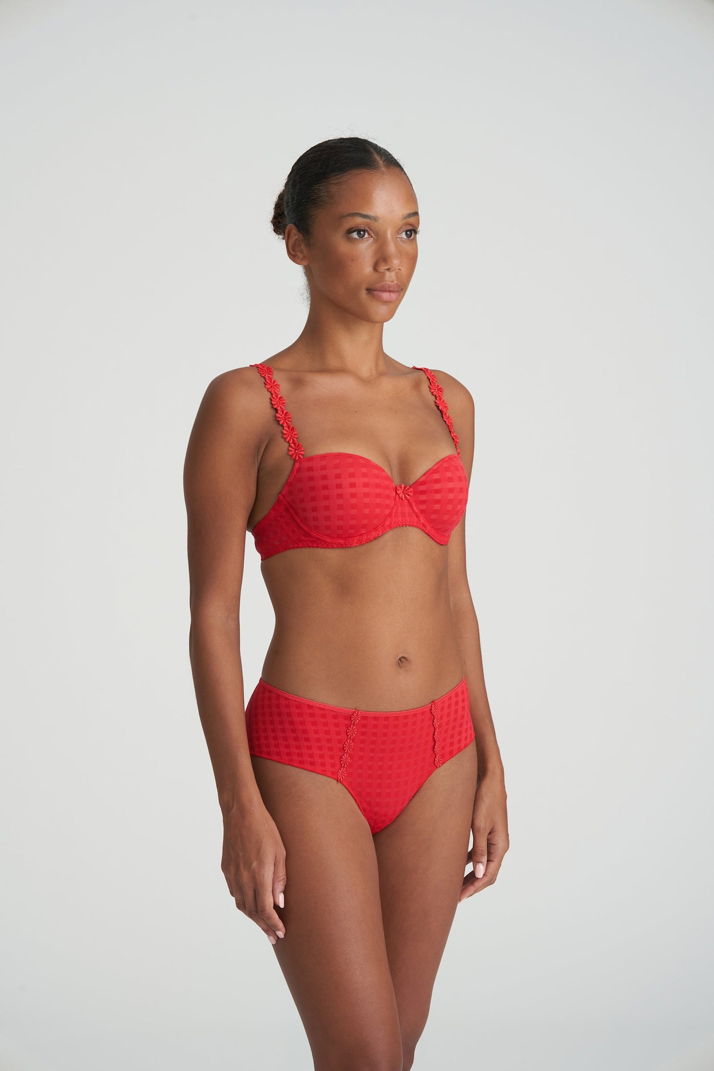 Marie Jo Avero Brief styled on model in Scarlet