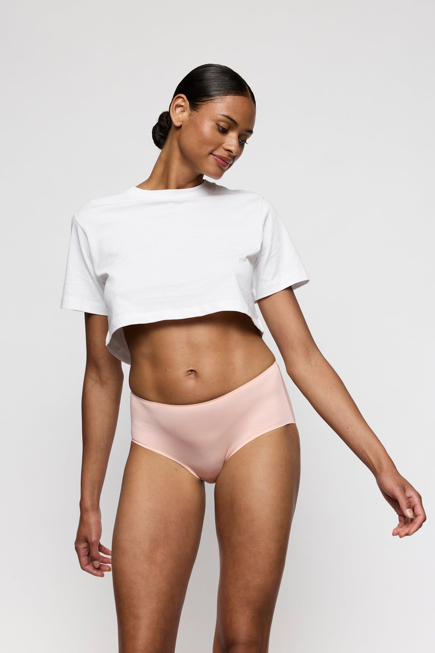 Marie Jo Color Studio Brief styled on model in Glossy Pink