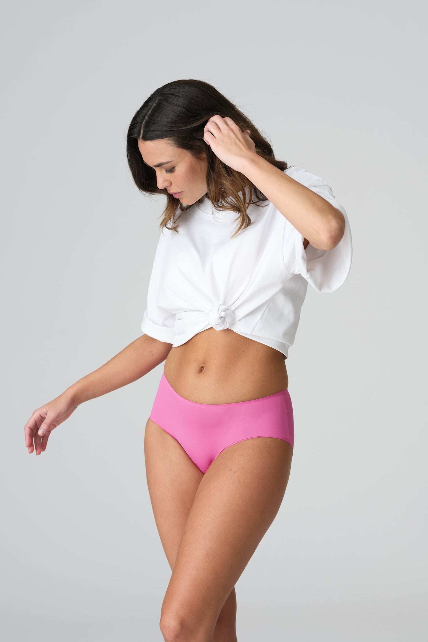 Marie Jo Color Studio Brief styled on model in Hollywood Pink