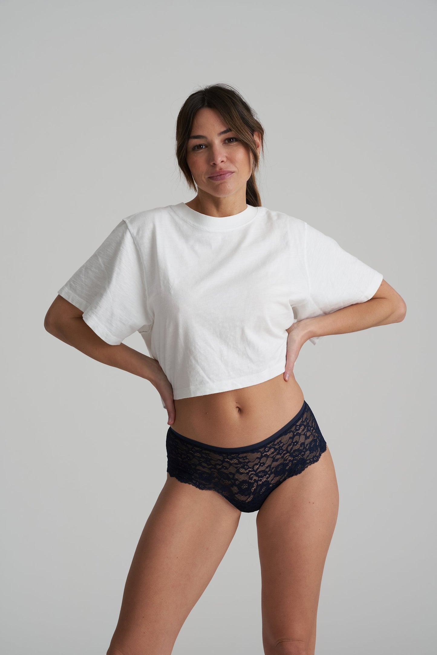 Marie Jo Color Studio Brief styled on model in Velvet Blue