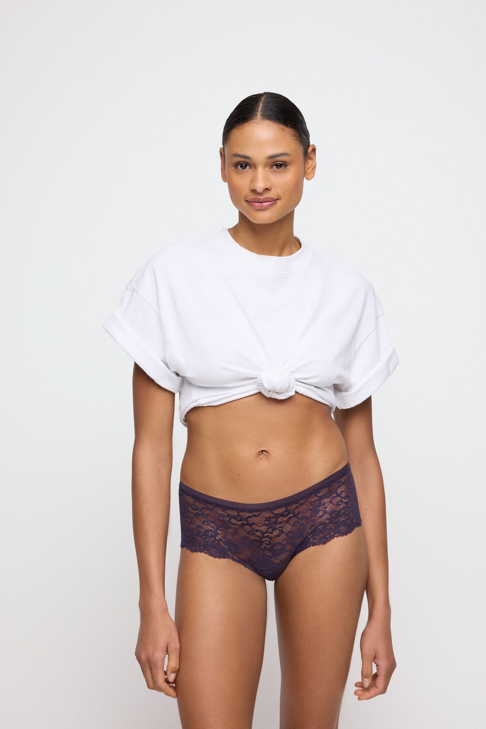 Marie Jo Color Studio Brief styled on model in Amethyst
