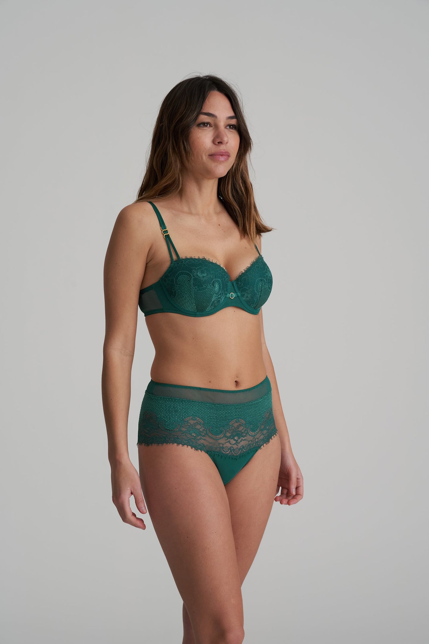 Marie Jo Junoo Hotpant styled on model in Jasper Green