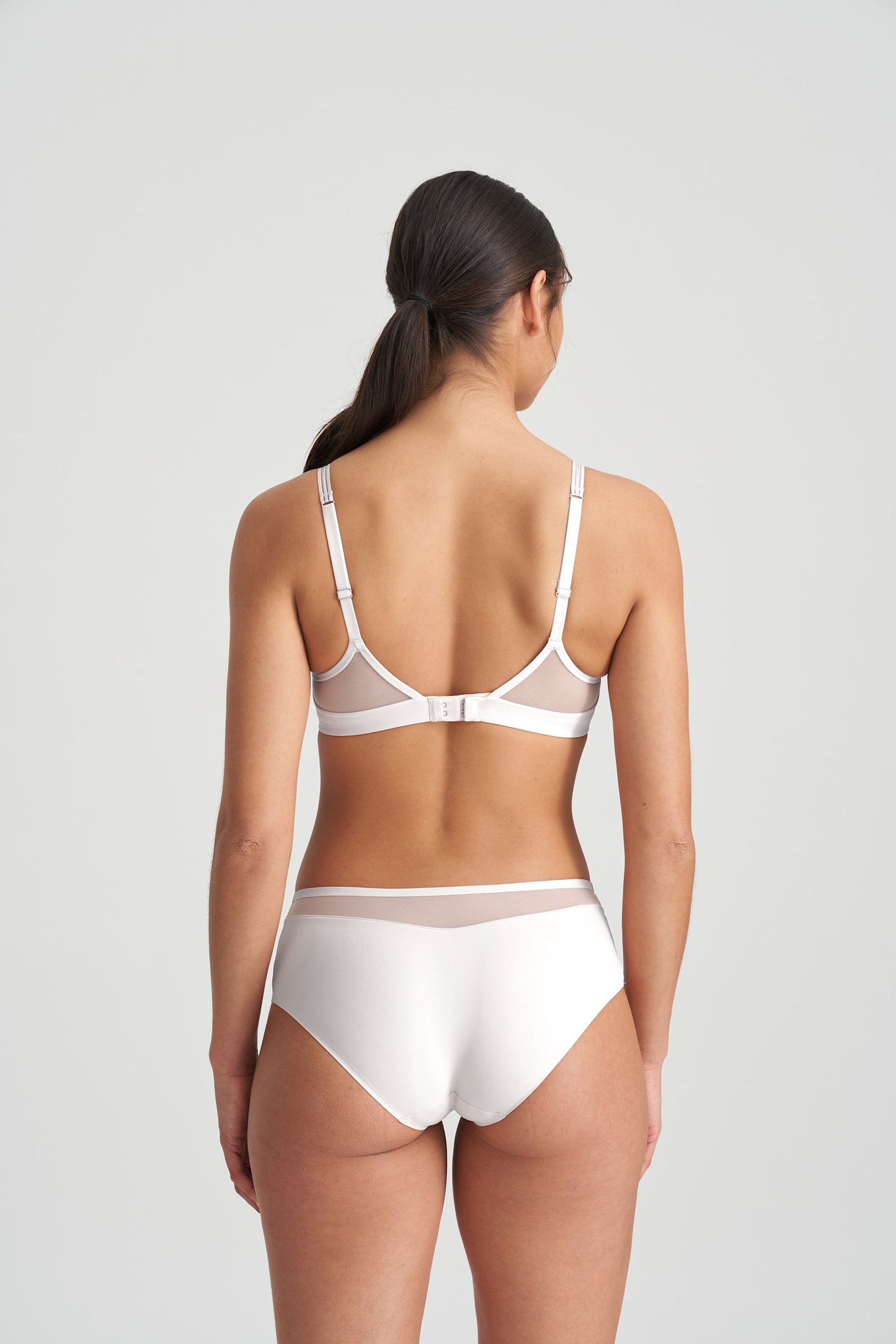 Marie Jo Louie Full Cup Bra styled on model in Natural