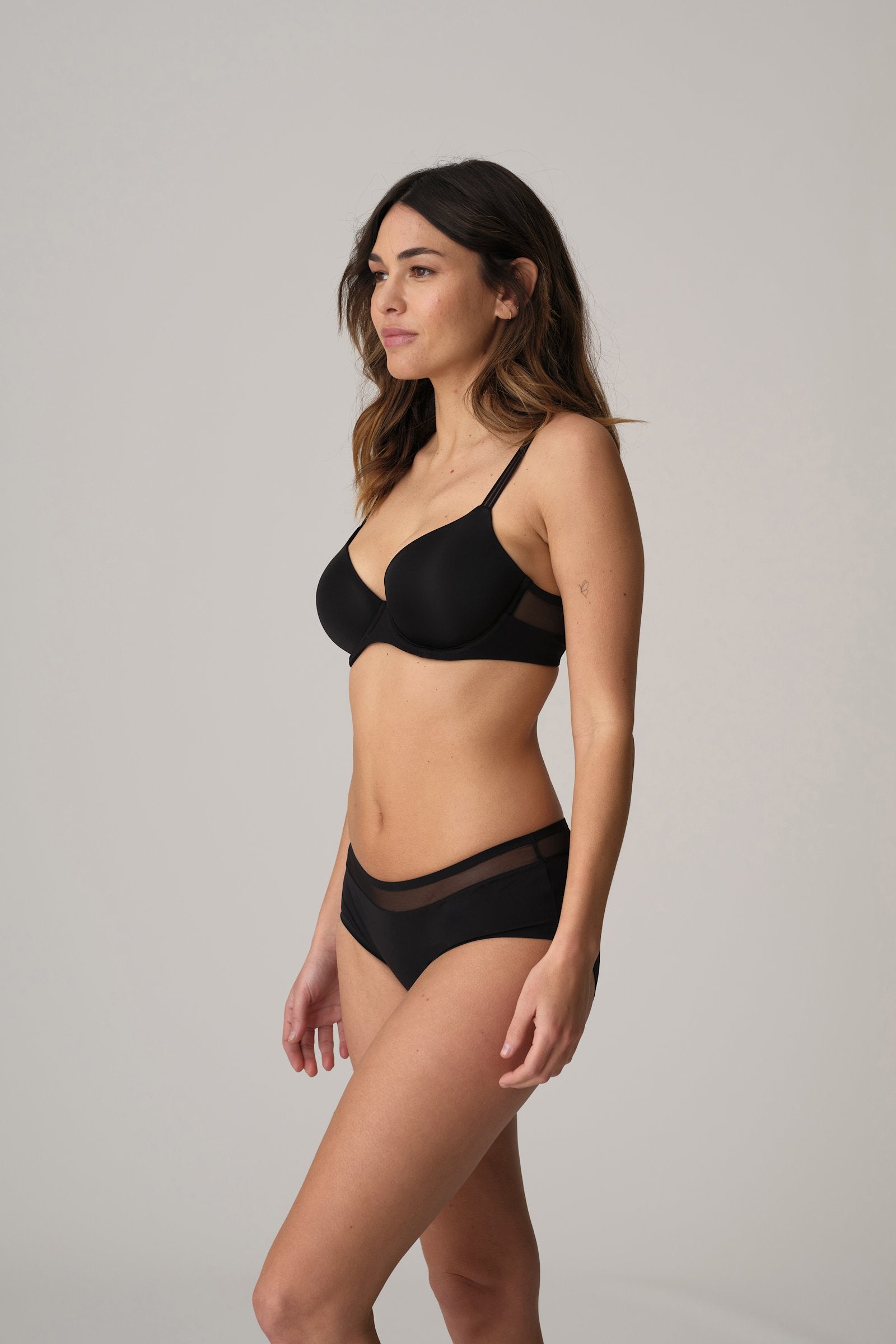 Marie Jo Louie Spacer Bra styled on model in Black