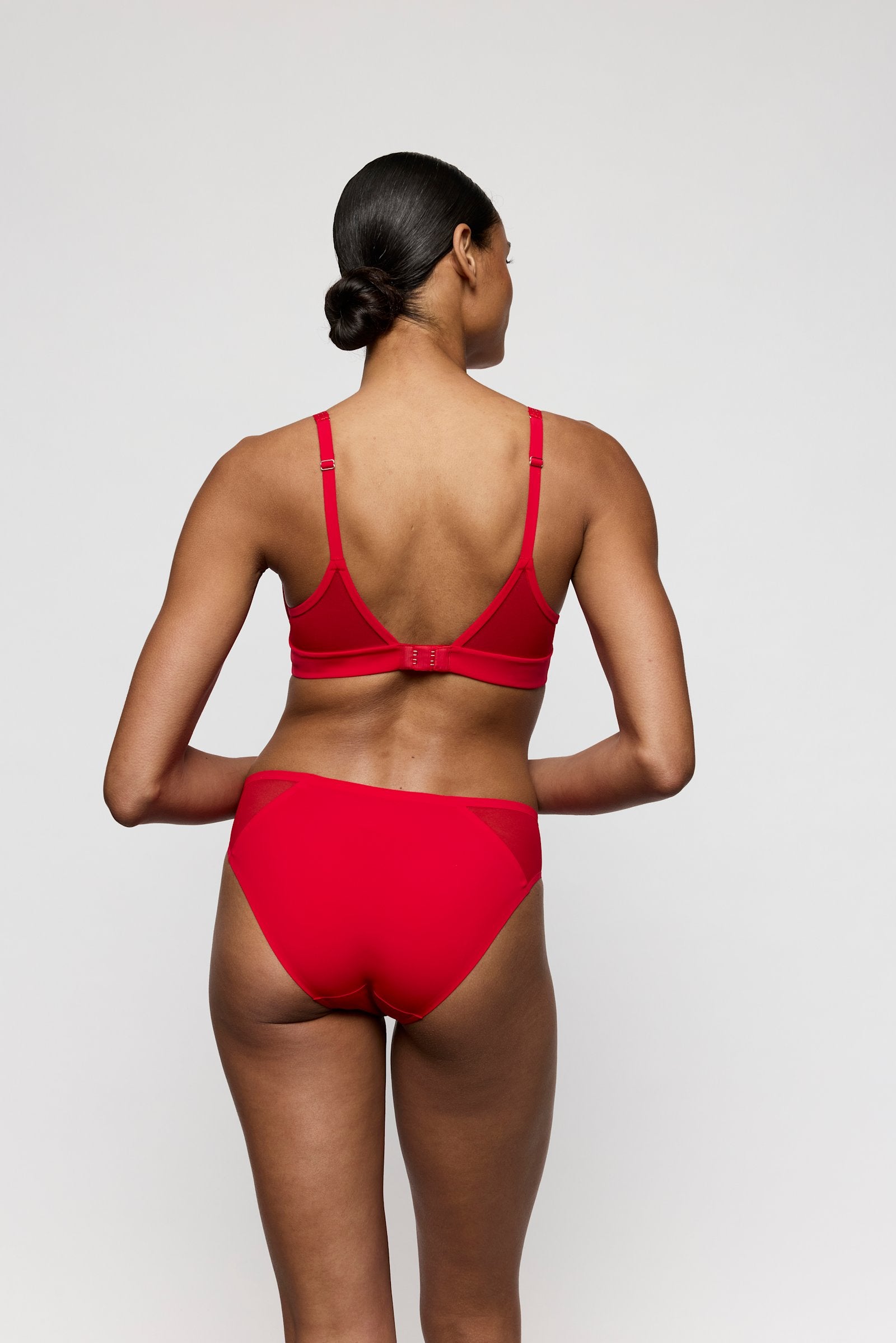 Marie Jo Louie Spacer Bra styled on model in True Red