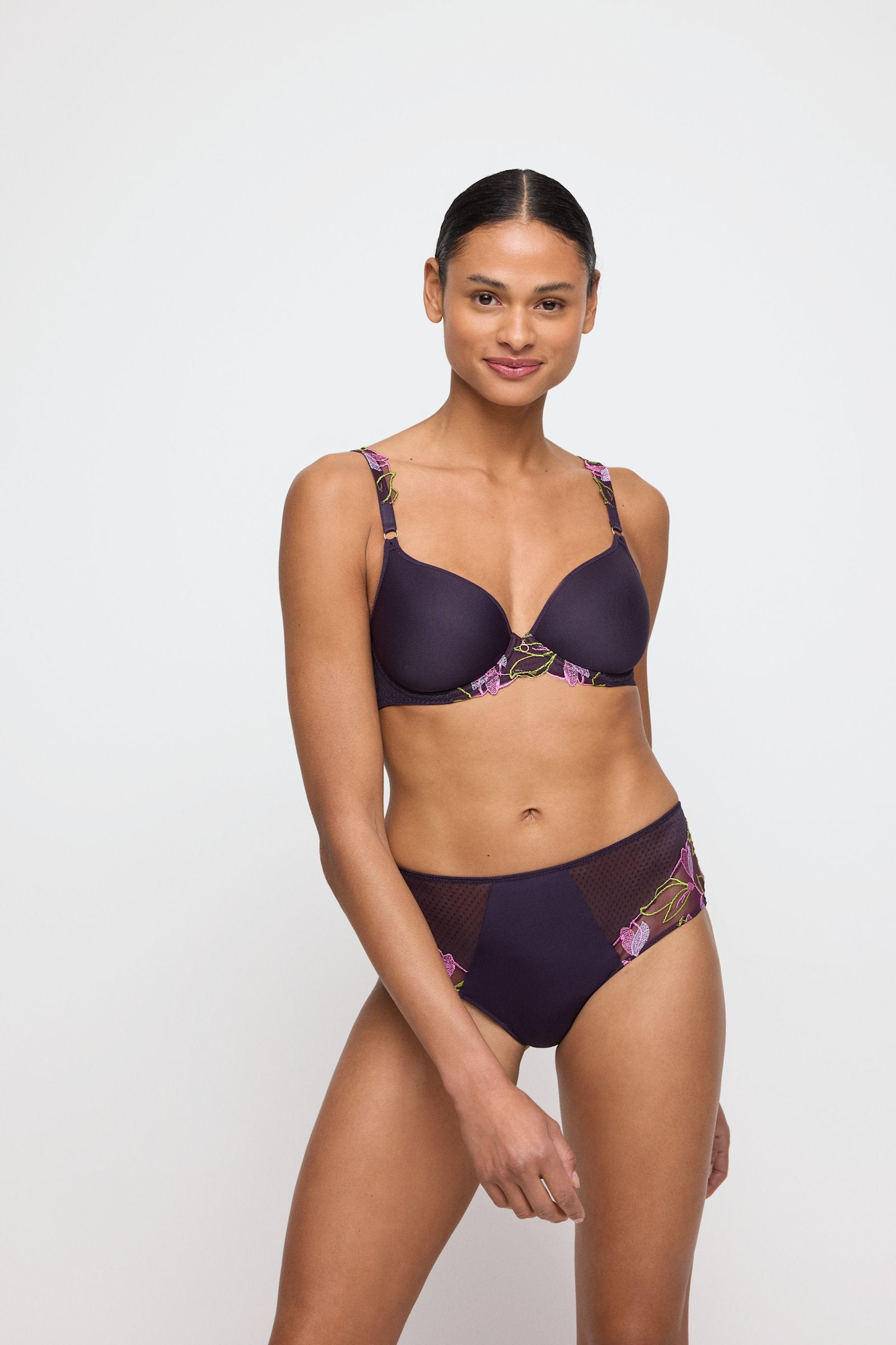 Marie Jo Loish Full Brief styled on model in Amethyst