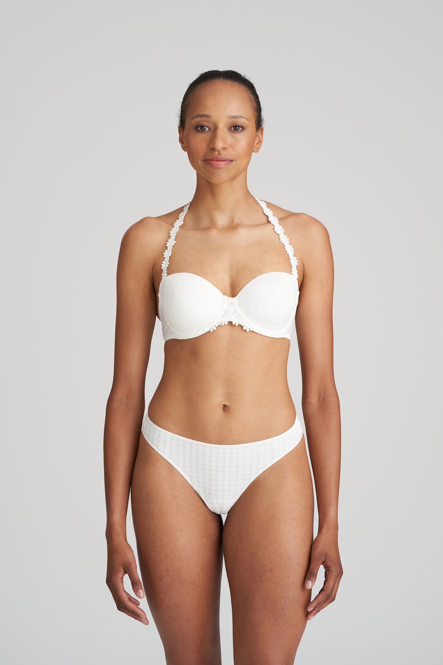 Marie Jo Avero Strapless Bra styled on model in Natural