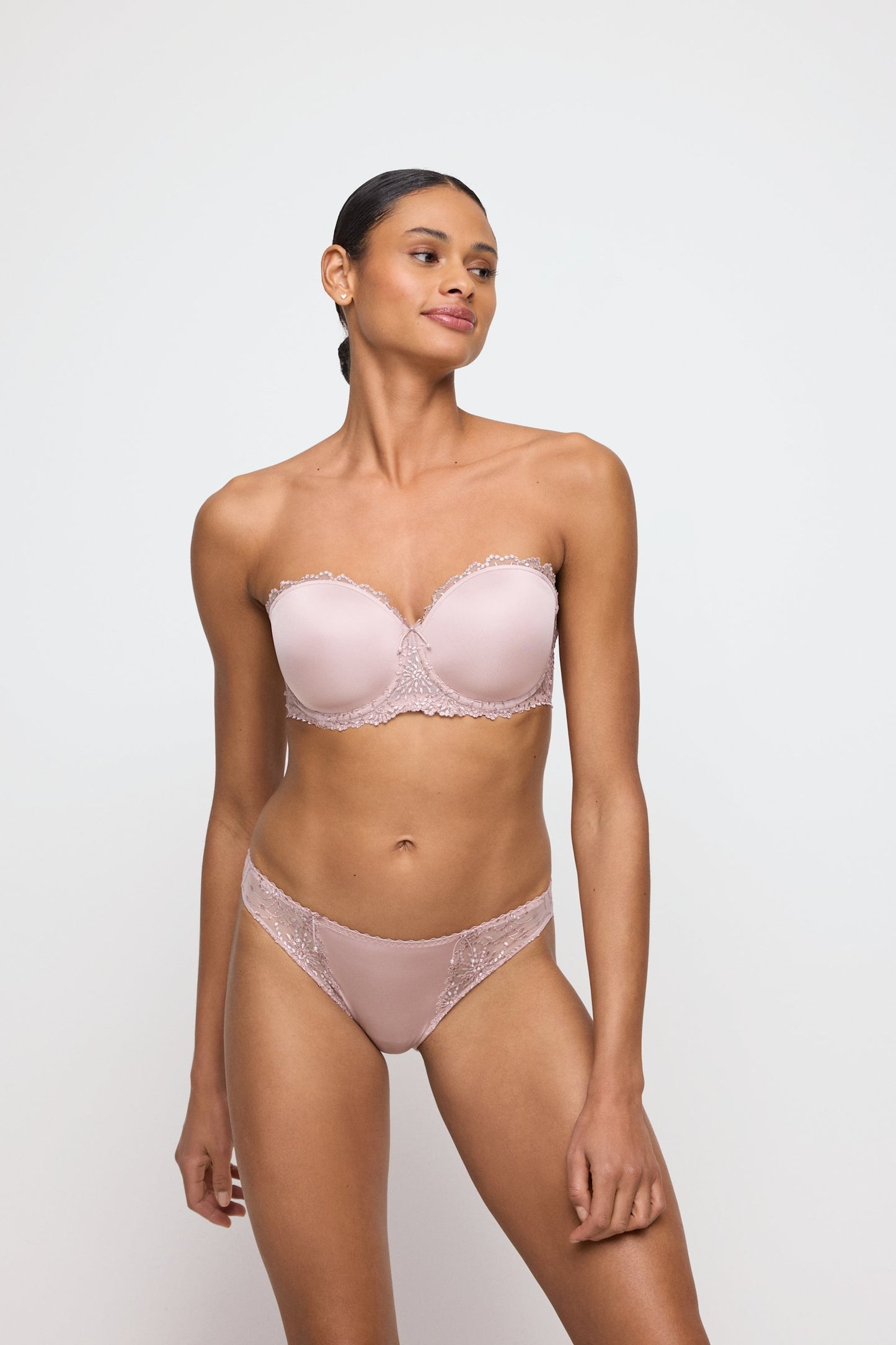 Marie Jo Jane Brief styled on model in Bois De Rose