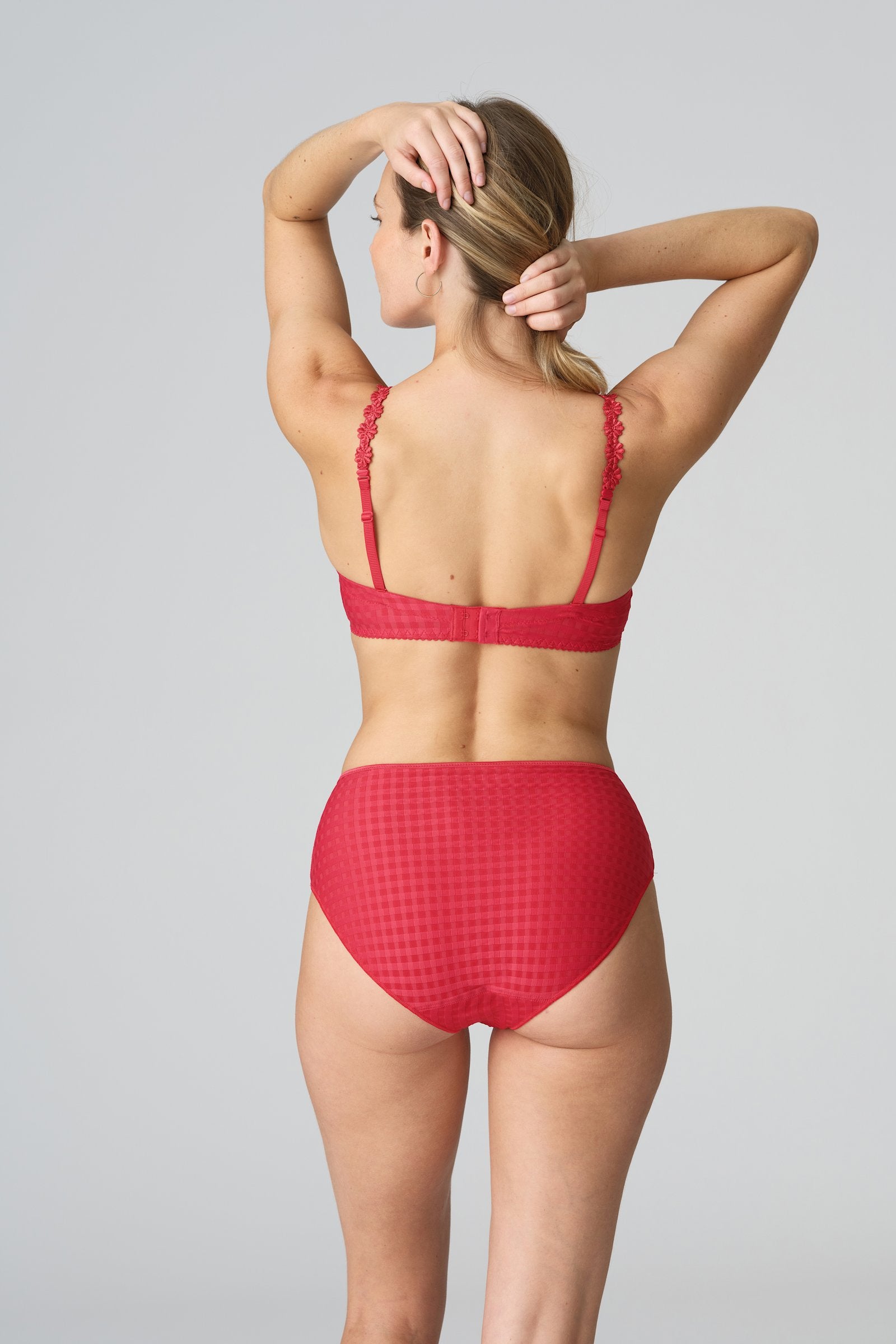 Marie Jo Avero Brief styled on model in Scarlet