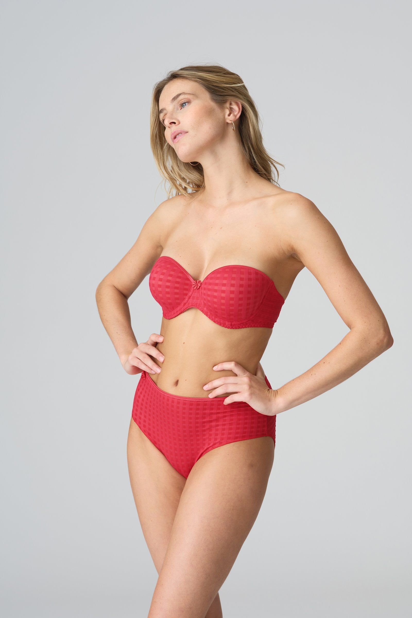 Marie Jo Avero Brief styled on model in Scarlet