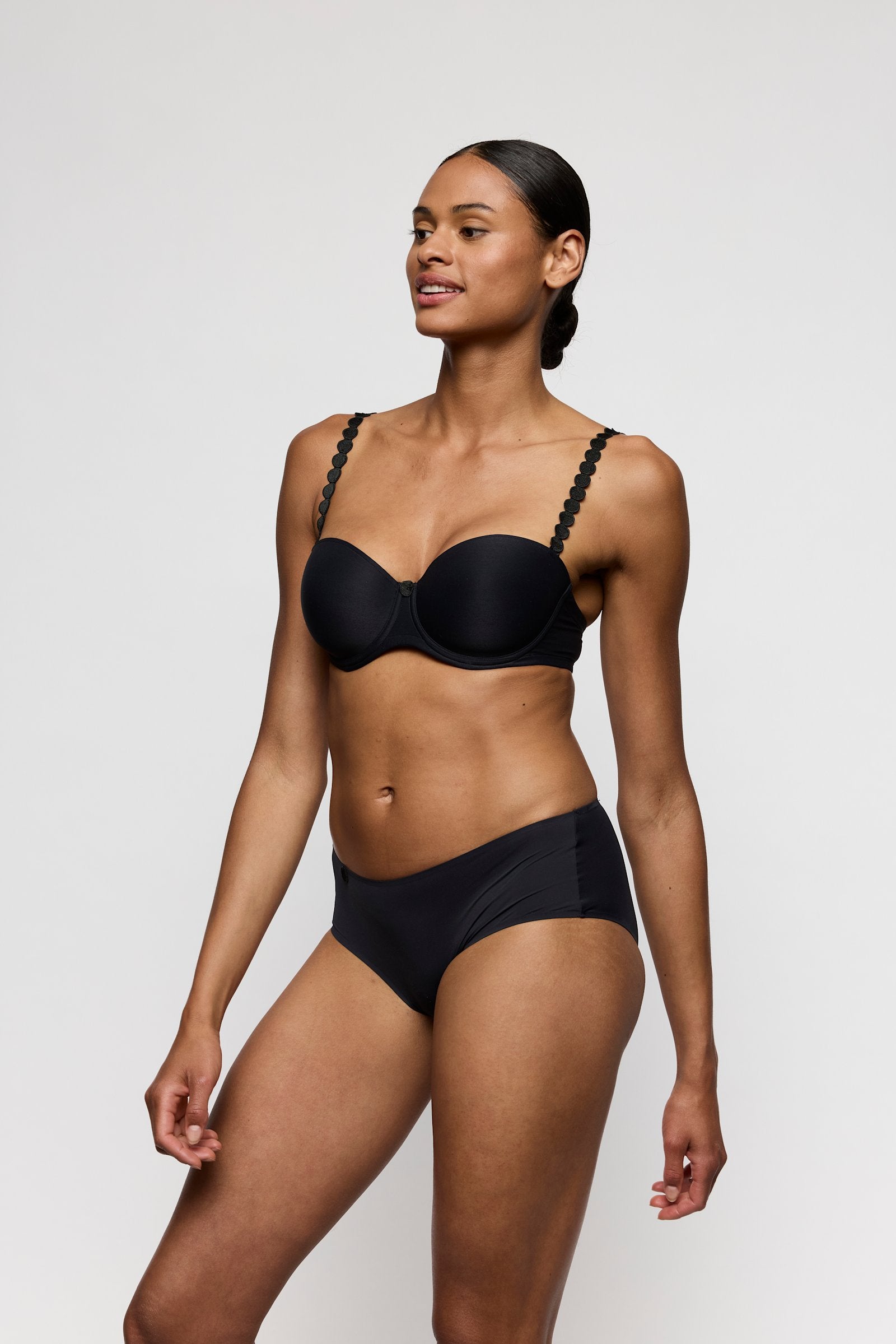 Marie Jo Tom Brief styled on model in Charcoal