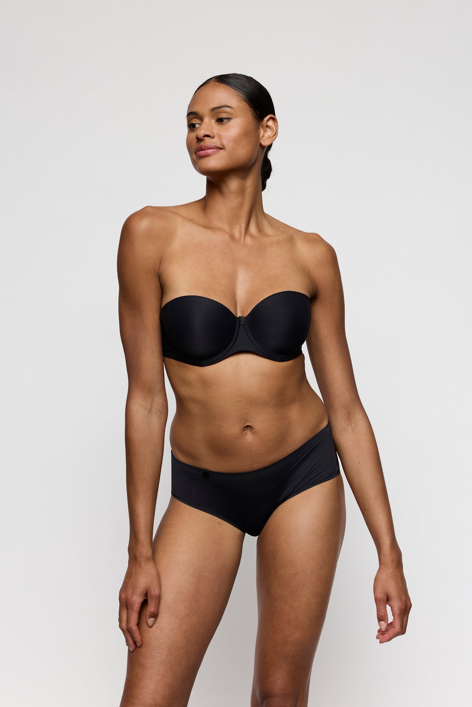 Marie Jo Tom Brief styled on model in Charcoal
