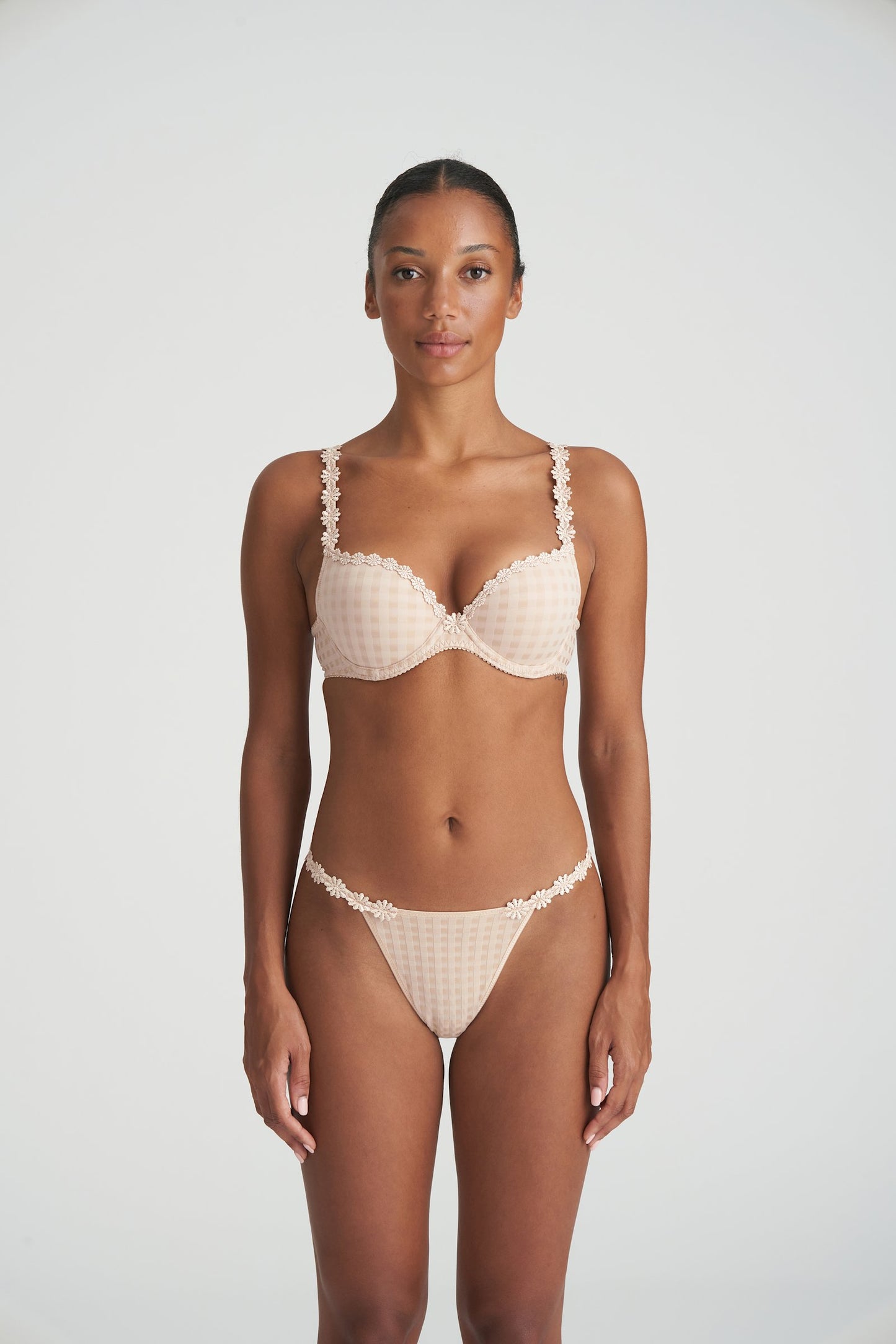 Marie Jo Avero Mini Thong styled on model in Caffé Latte