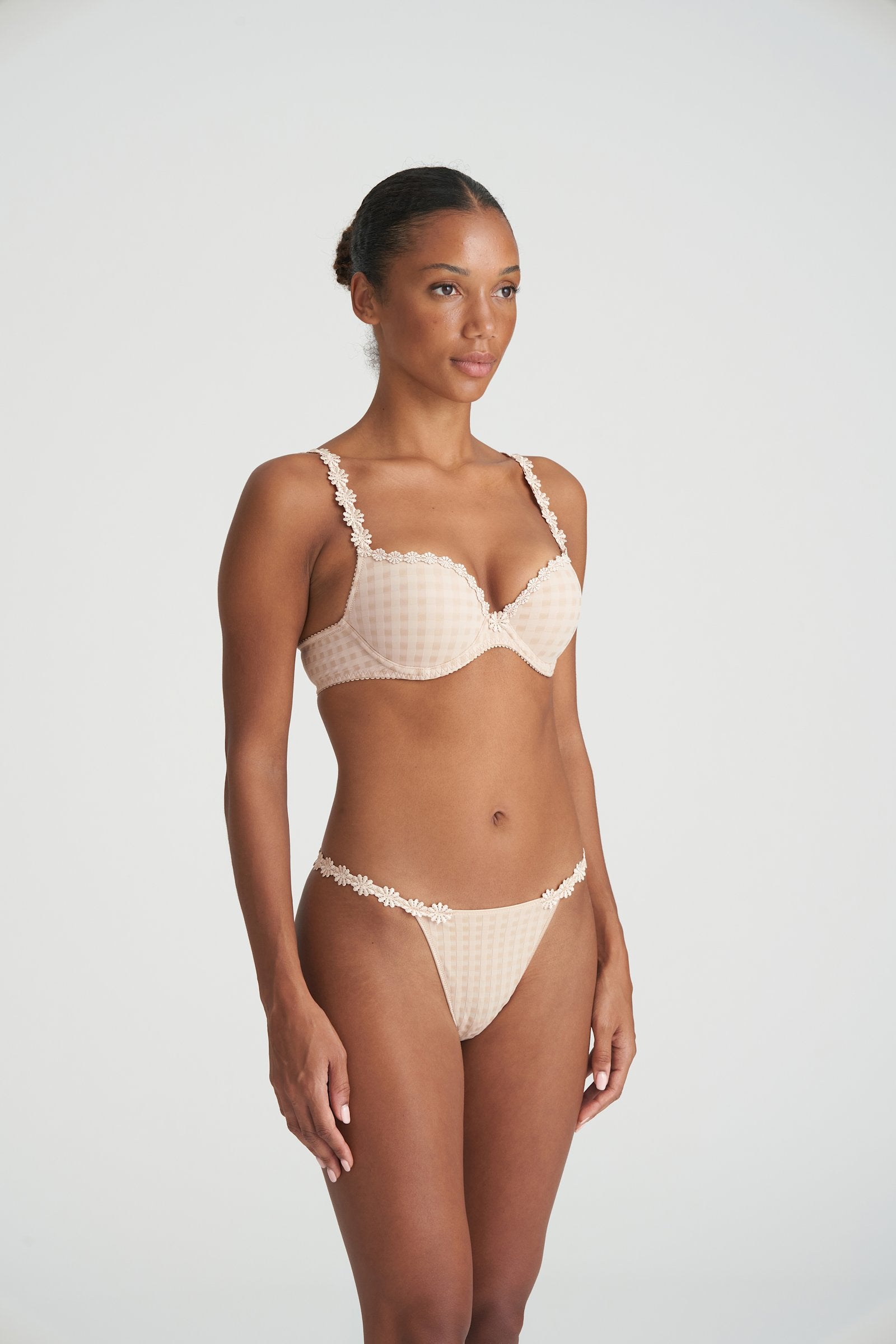 Marie Jo Avero Mini Thong styled on model in Caffé Latte