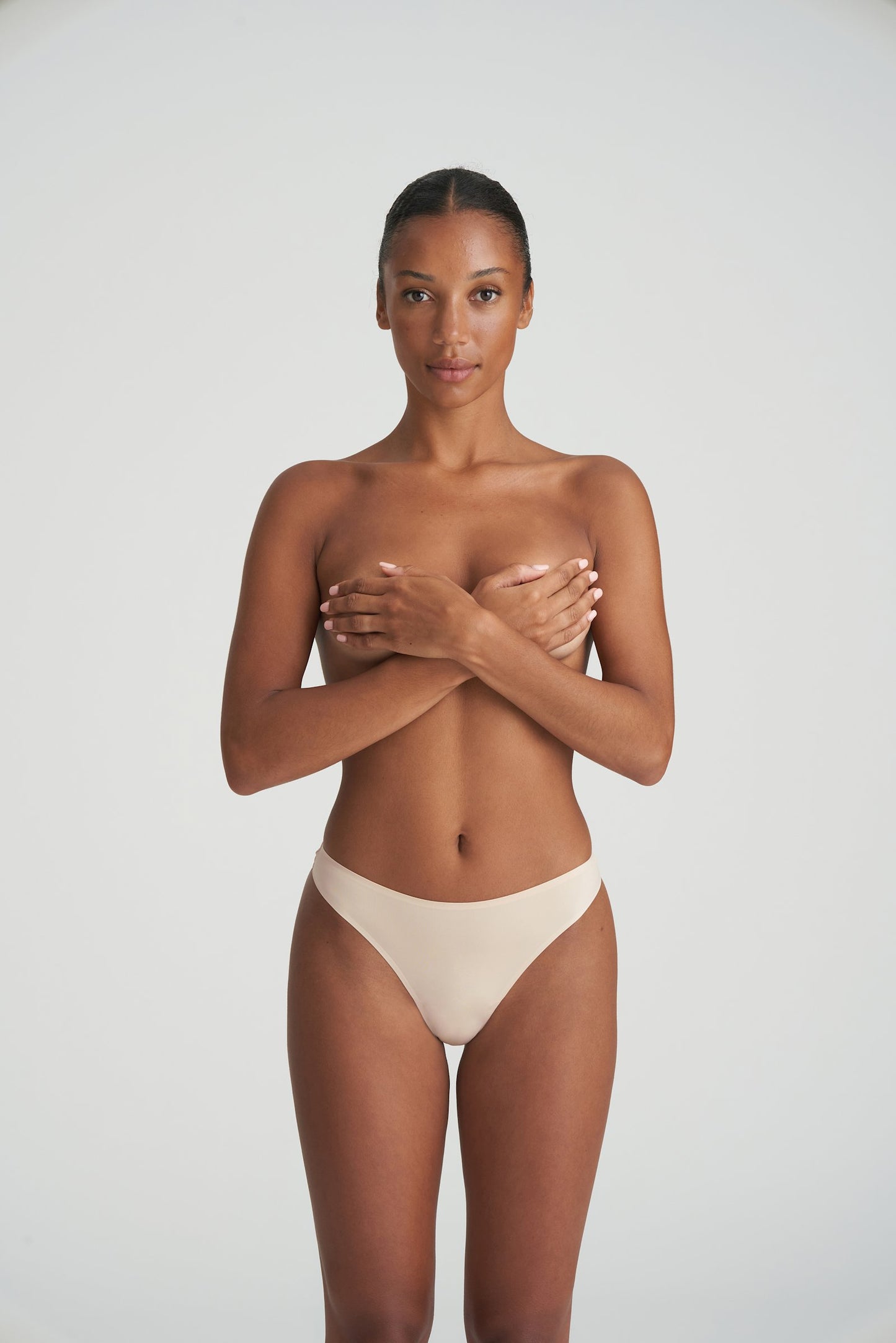 Marie Jo Color Studio Thong styled on model in Caffé Latte