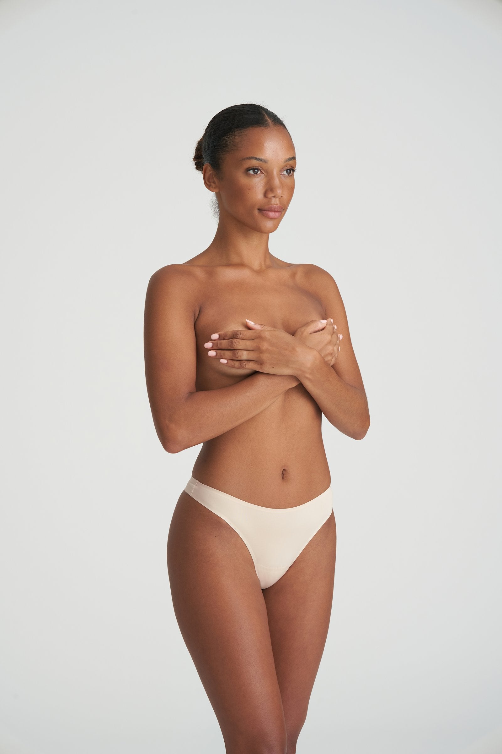Marie Jo Color Studio Thong styled on model in Caffé Latte