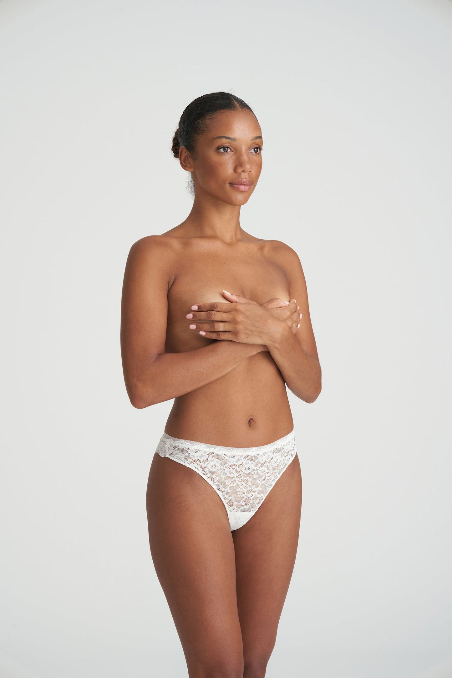 Marie Jo Color Studio Thong styled on model in Natural