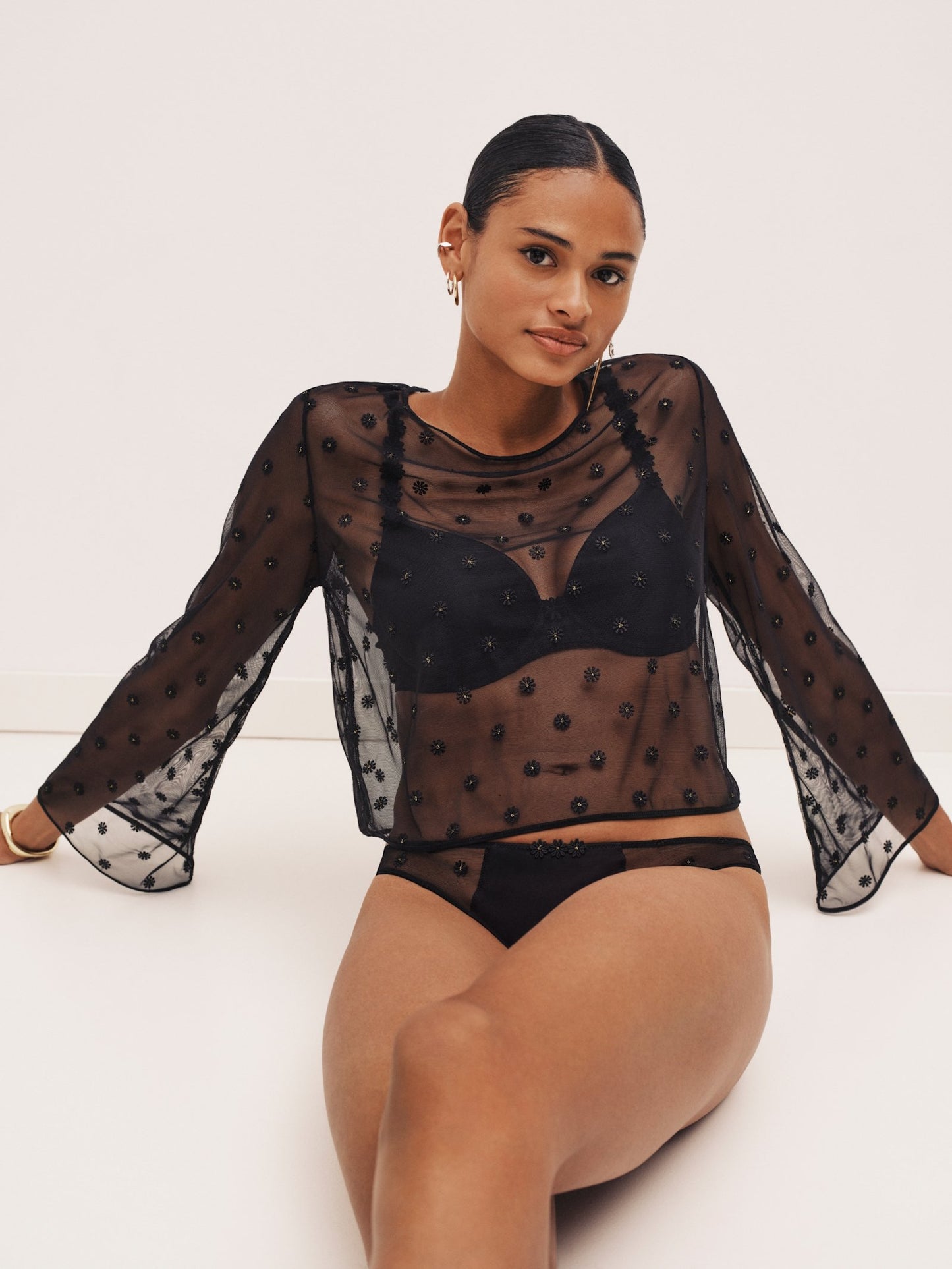 Marie Jo Daisy Bralette Top styled view in Black