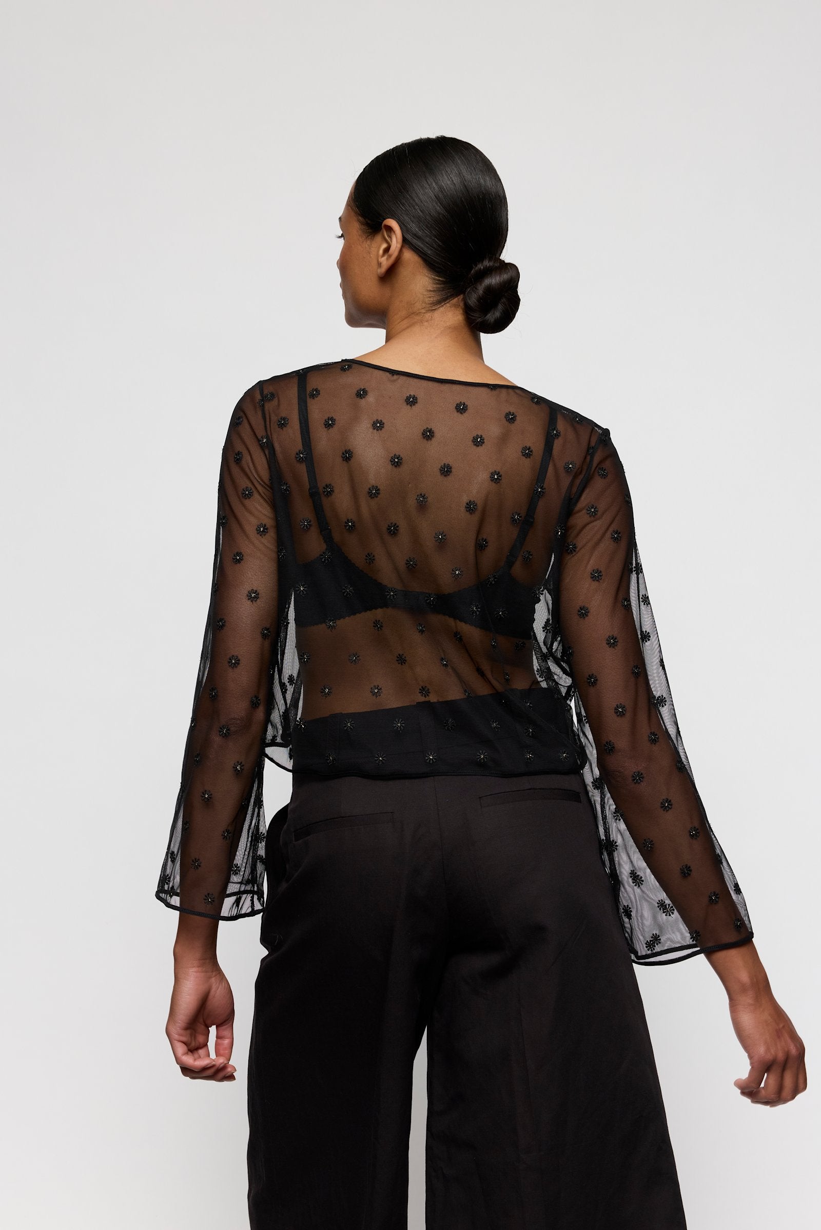 Marie Jo Daisy Bralette Top styled on model in Black