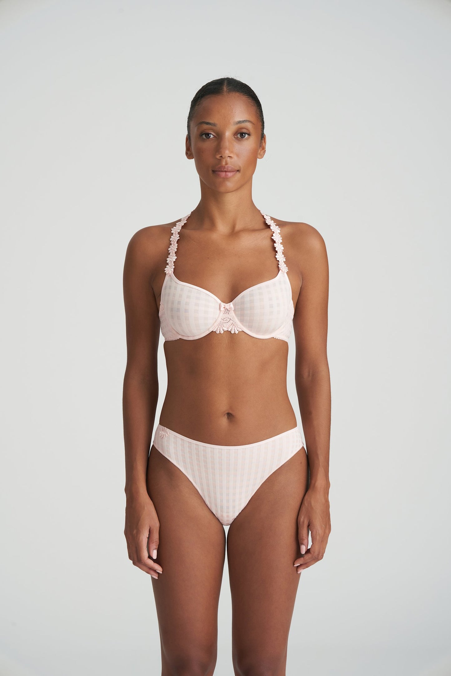 Marie Jo Avero Full Cup Bra styled on model in Pearly Pink