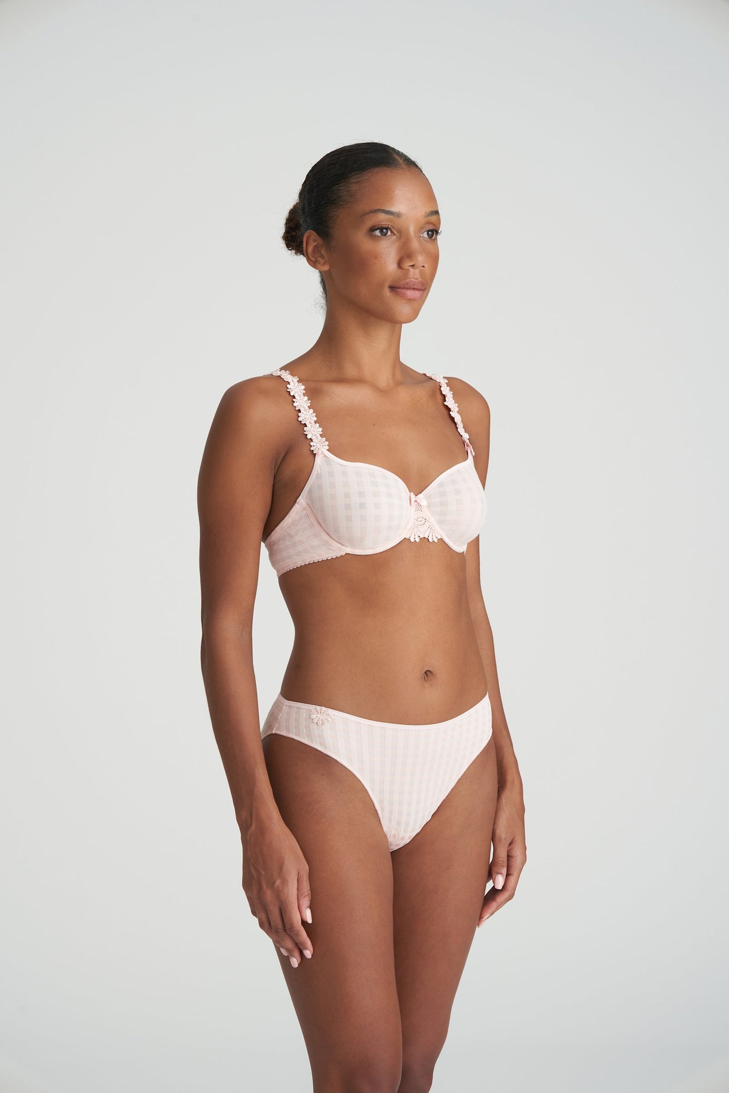 Marie Jo Avero Full Cup Bra styled on model in Pearly Pink