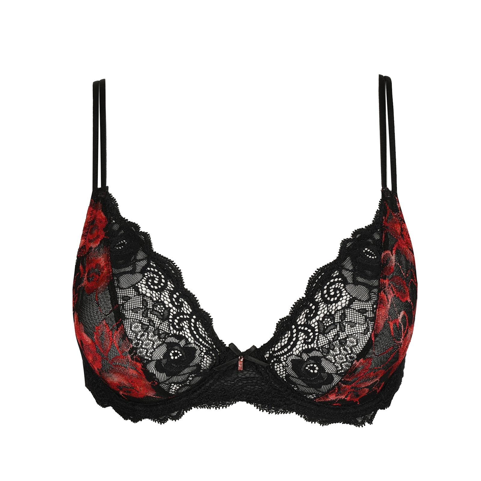 Marie Jo Selyna Plunge Bra detail view in Spicy Red