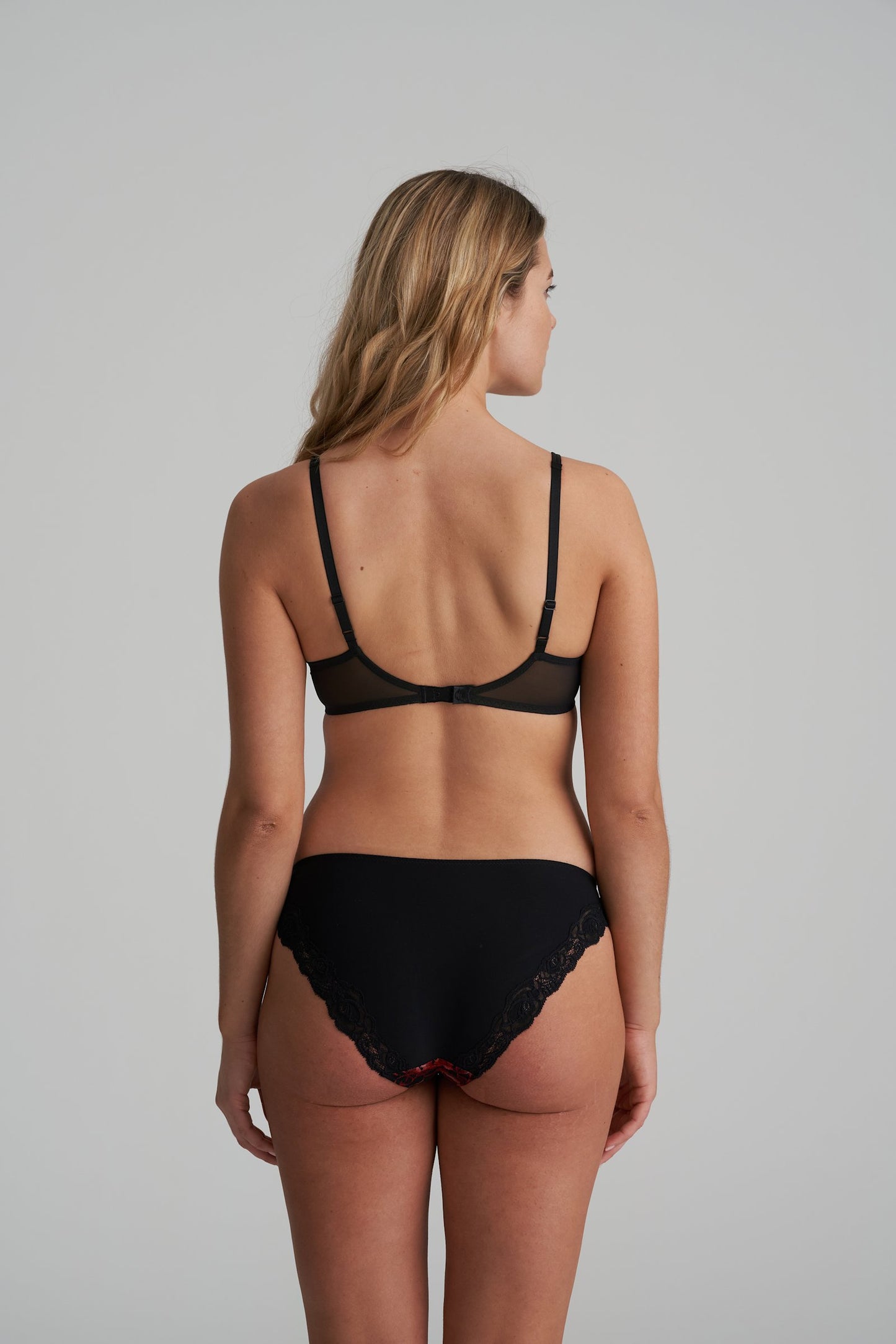 Marie Jo Selyna Plunge Bra styled on model in Spicy Red