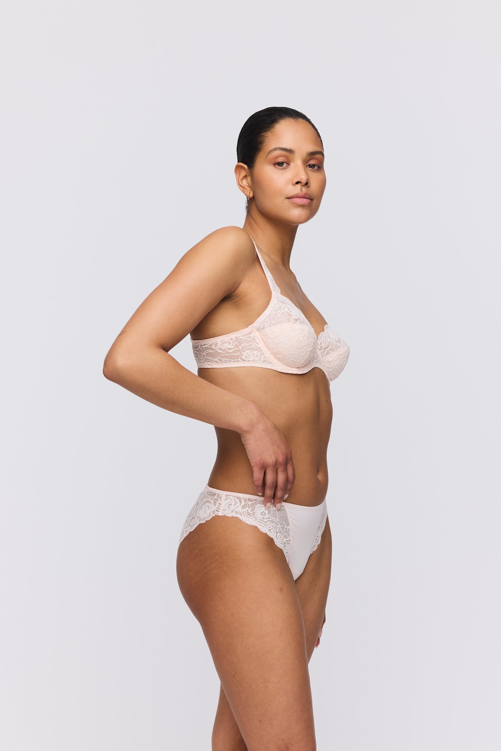Marie Jo Cyrile Rio Brief styled on model in Crystal Pink