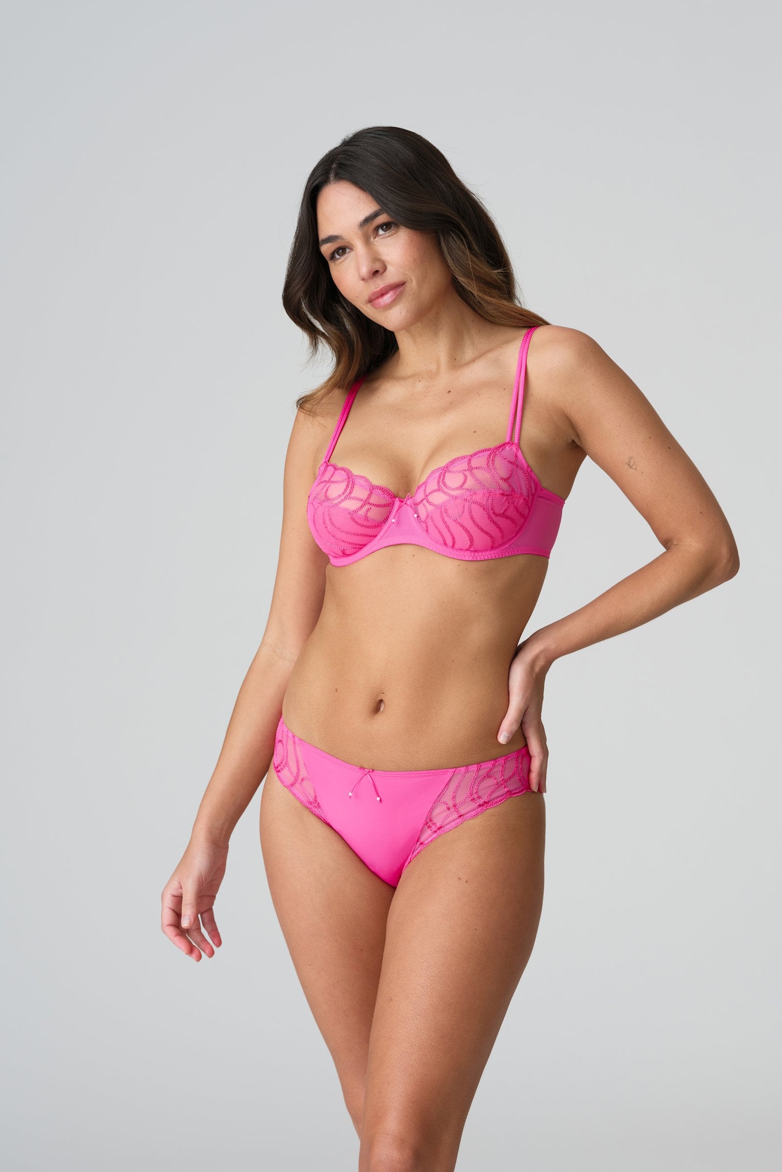 Marie Jo Heleen Rio Brief styled on model in Hollywood Pink