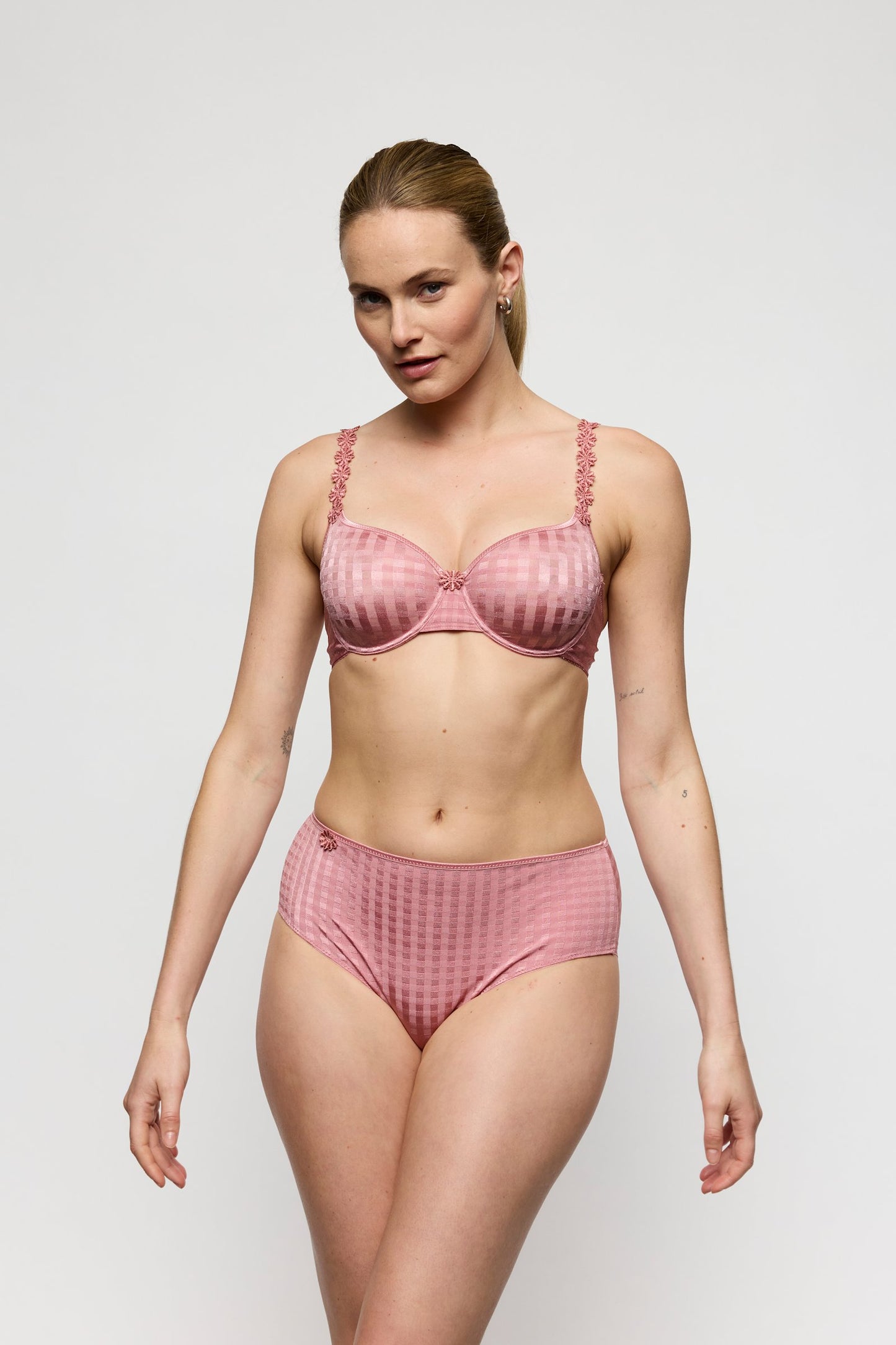 Marie Jo Avero Brief styled on model in Ballet Pink