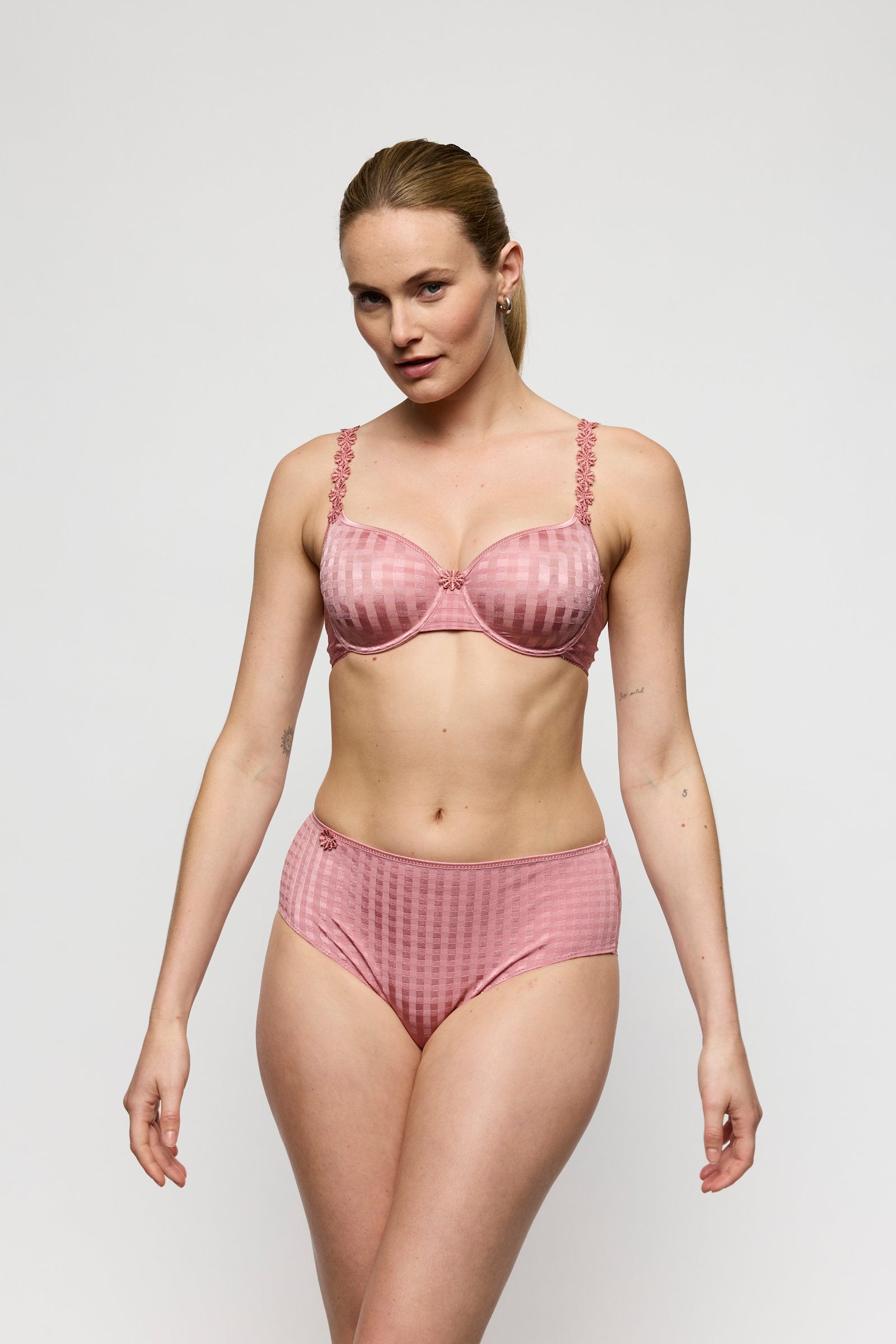 Marie Jo Avero Brief styled on model in Ballet Pink