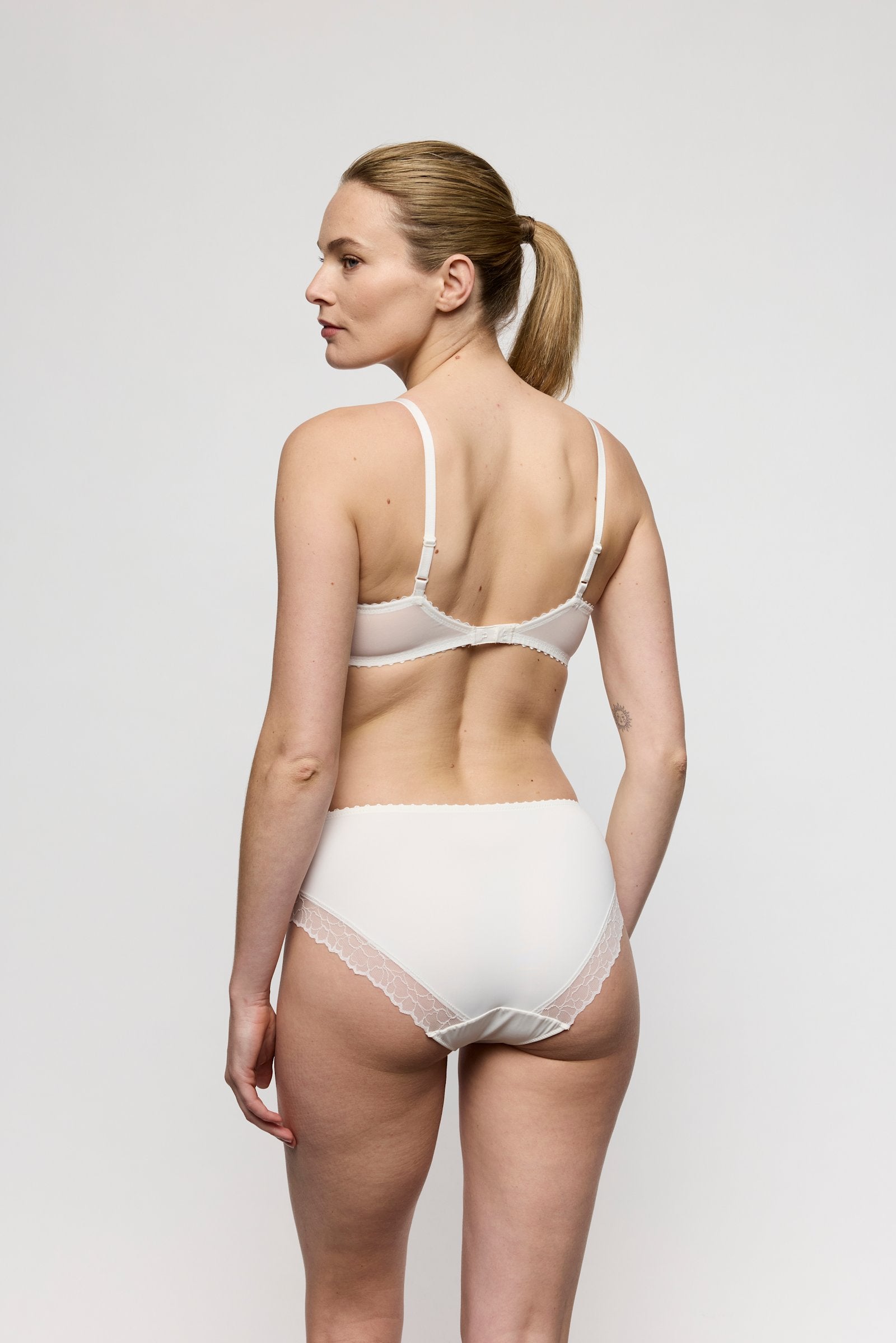 Marie Jo Azelie Full Cup Bra styled on model in Natural