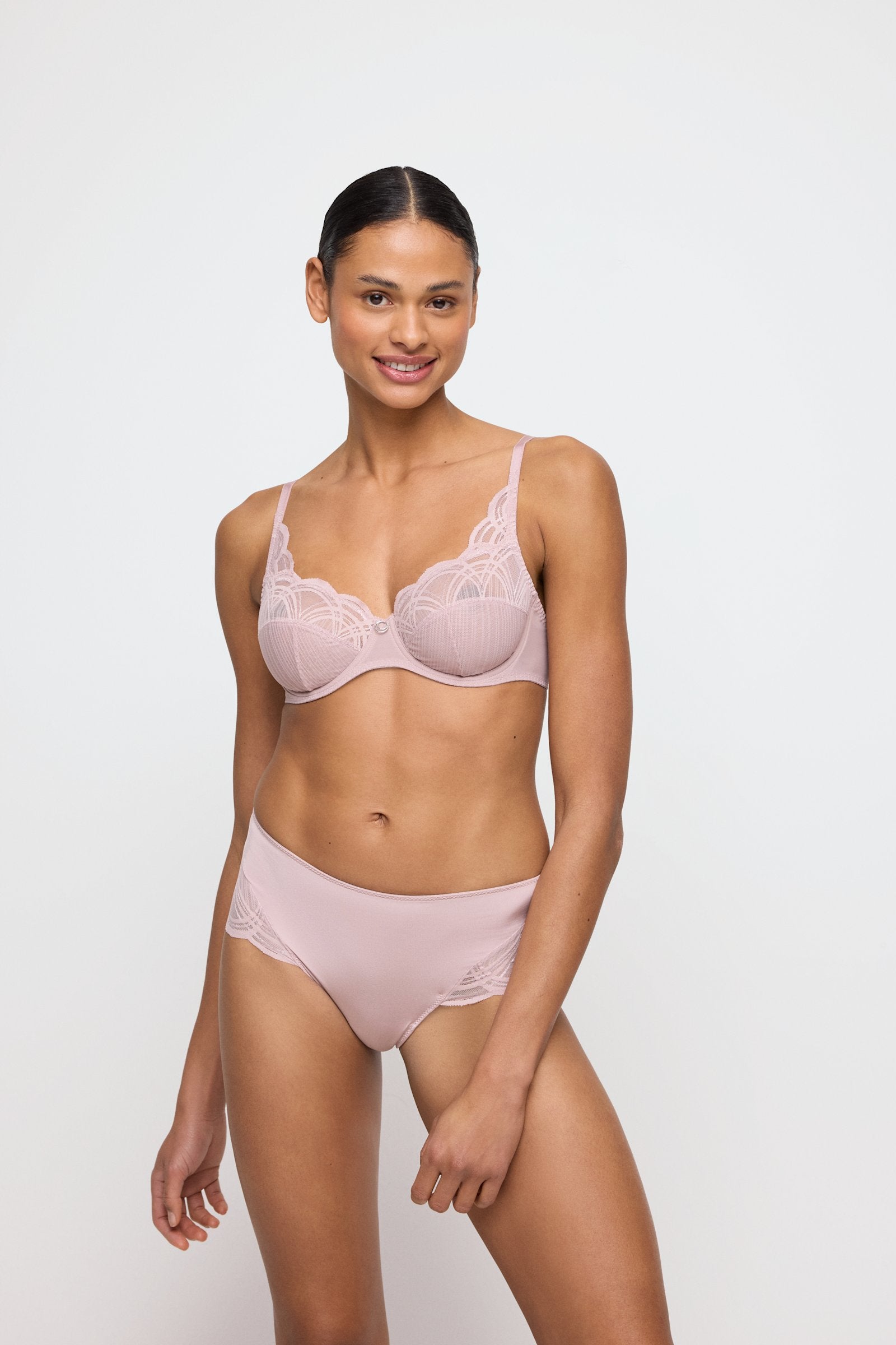 Marie Jo Cathia Full Brief styled on model in Bois De Rose
