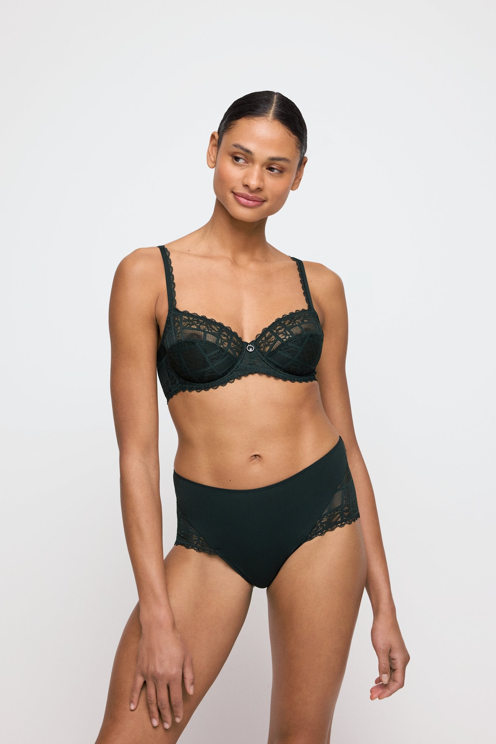 Marie Jo Jadei Full Cup Bra styled on model in Deep Forest