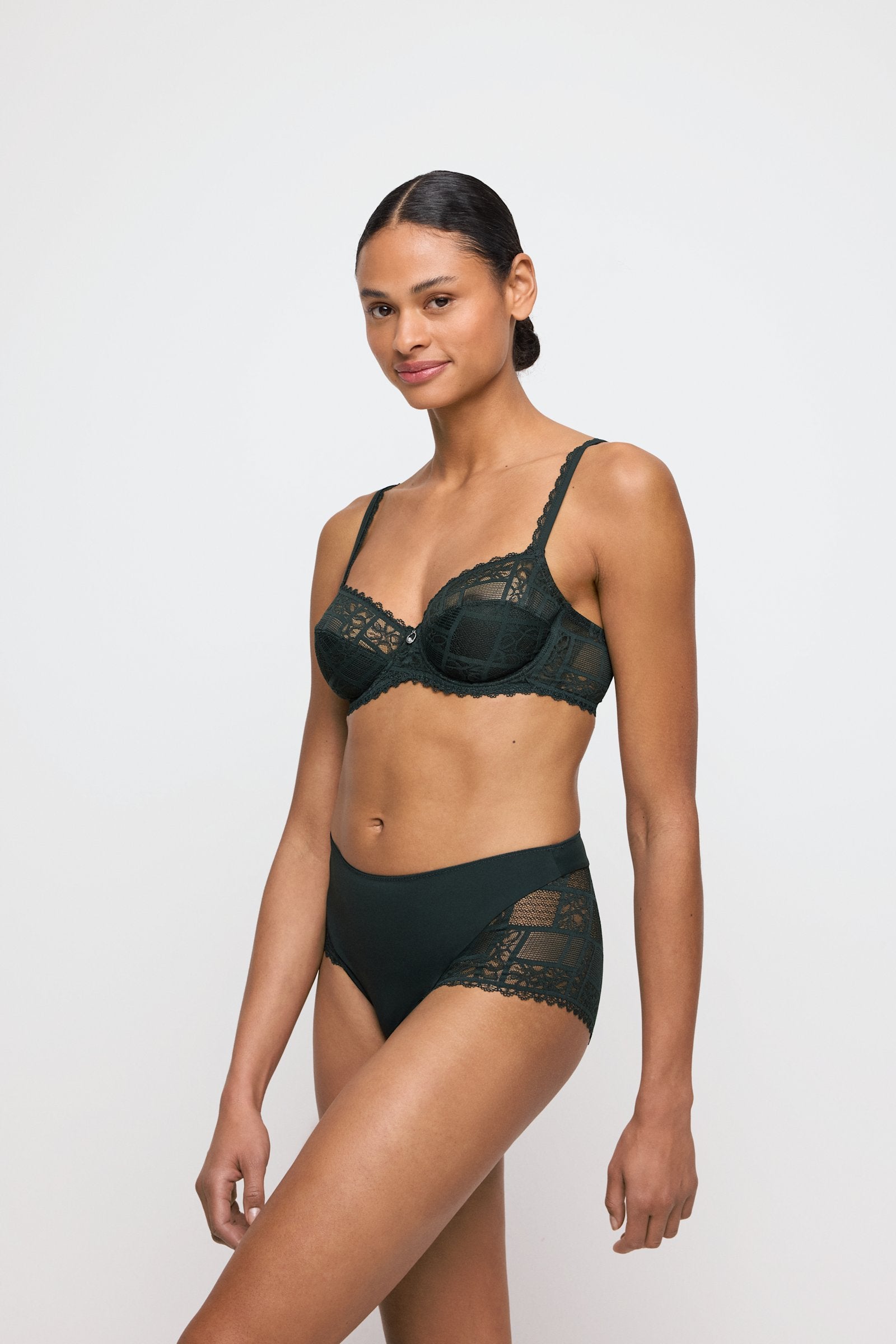 Marie Jo Jadei Full Cup Bra styled on model in Deep Forest