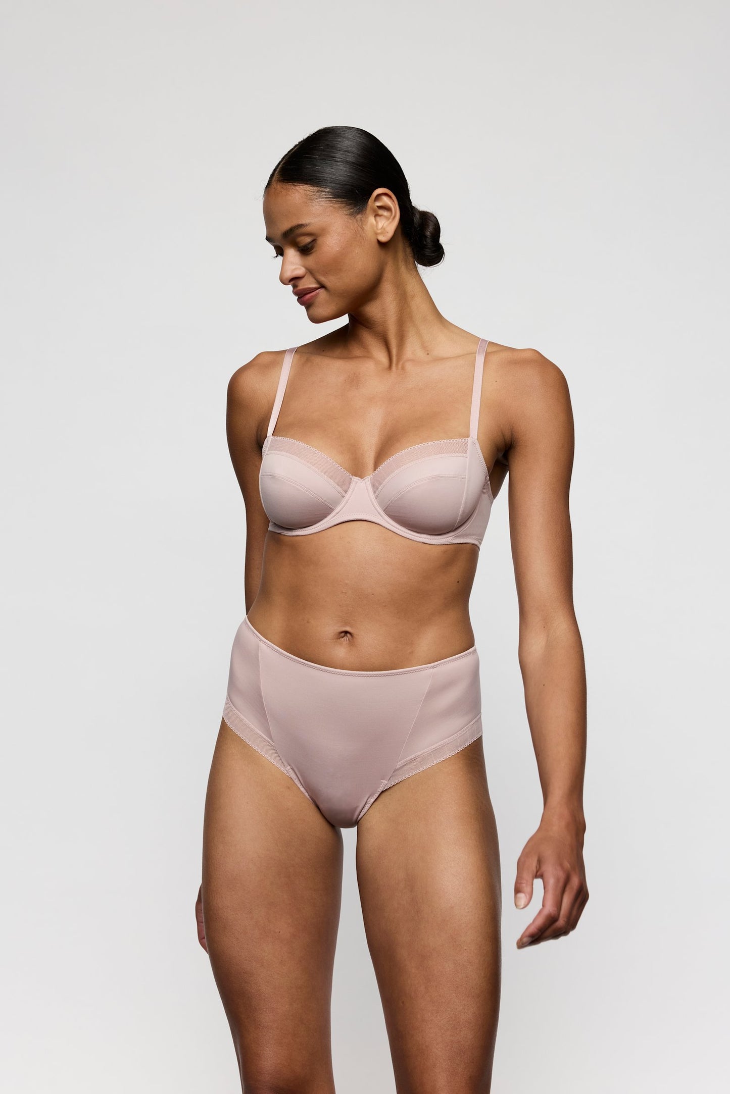Marie Jo Milao Full Brief styled on model in Shadow Grey