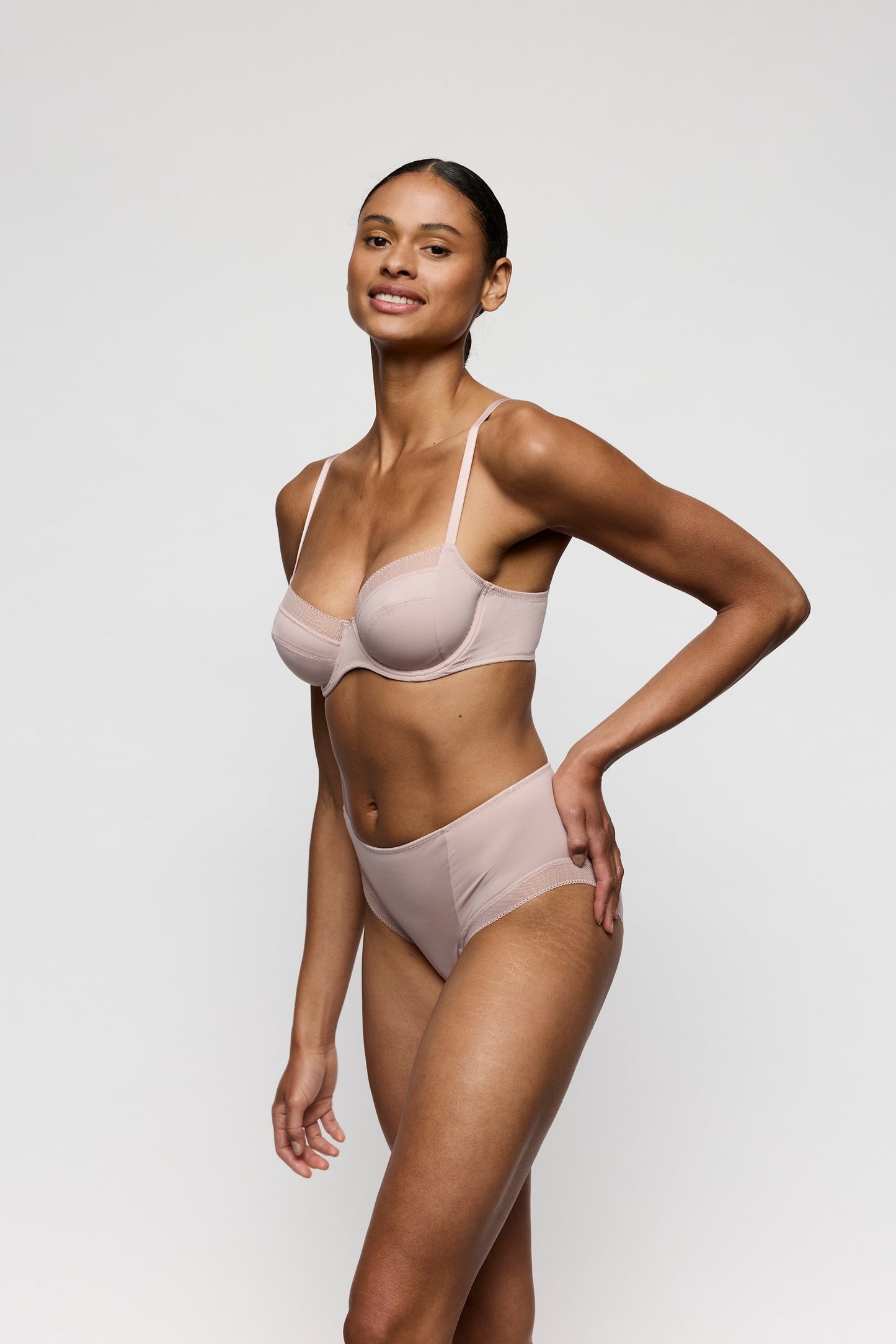 Marie Jo Milao Full Brief styled on model in Shadow Grey