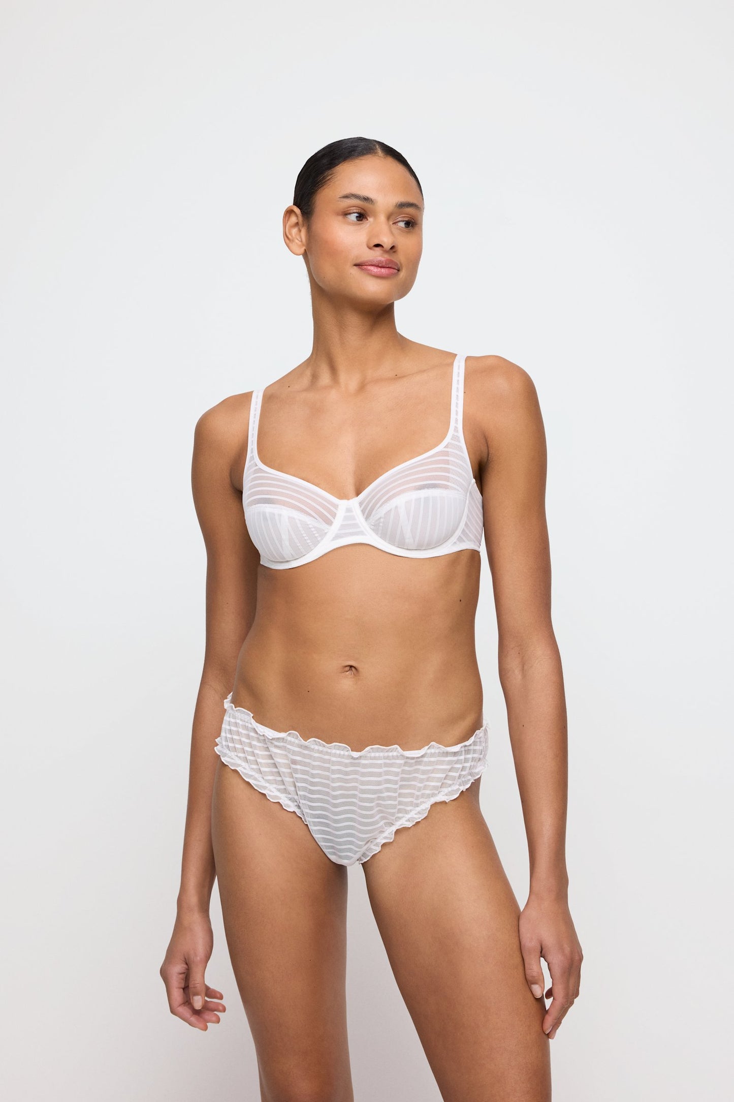 Marie Jo Basyl Full Cup Bra styled on model in Natural