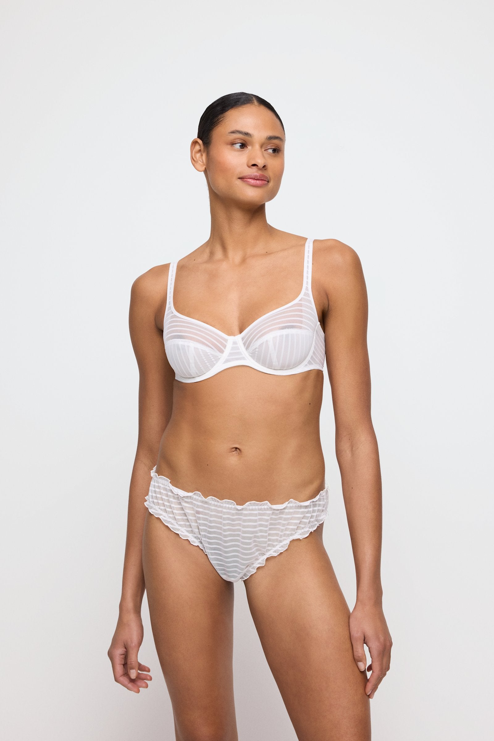 Marie Jo Basyl Full Cup Bra styled on model in Natural