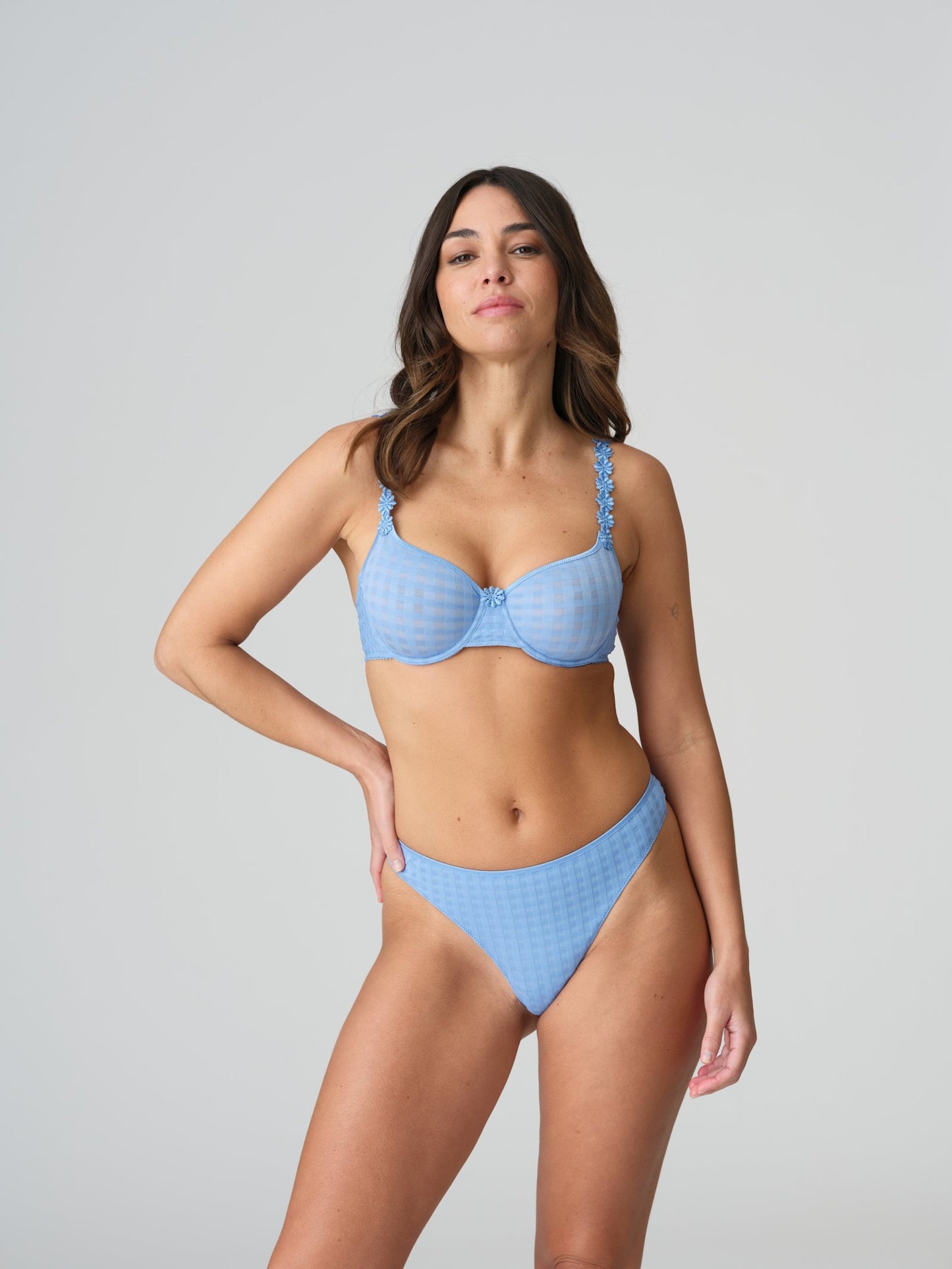 Marie Jo Avero Full Cup Bra styled on model in Santorini Blue