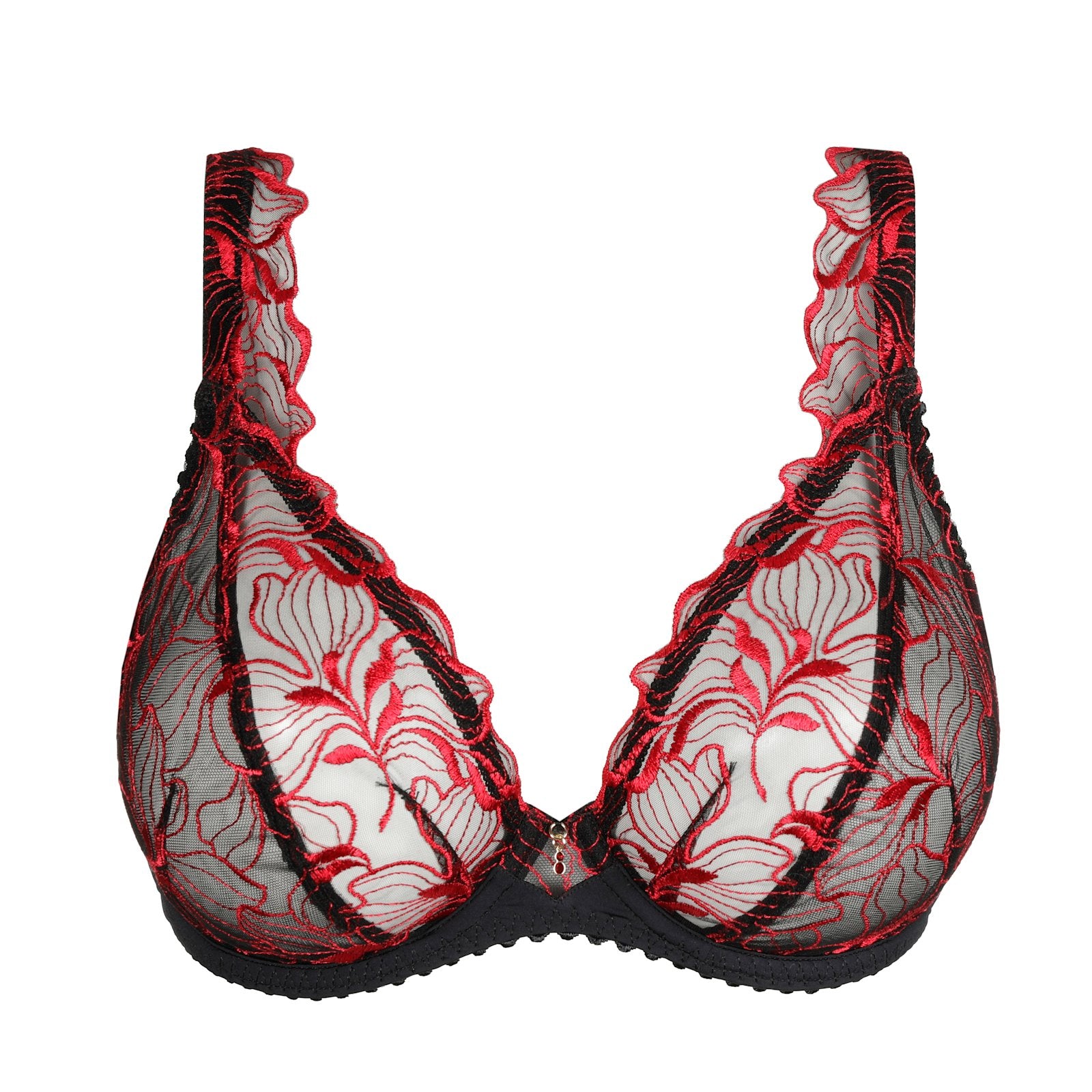 PrimaDonna Springdale Plunge Bra flat lay in Black Rose