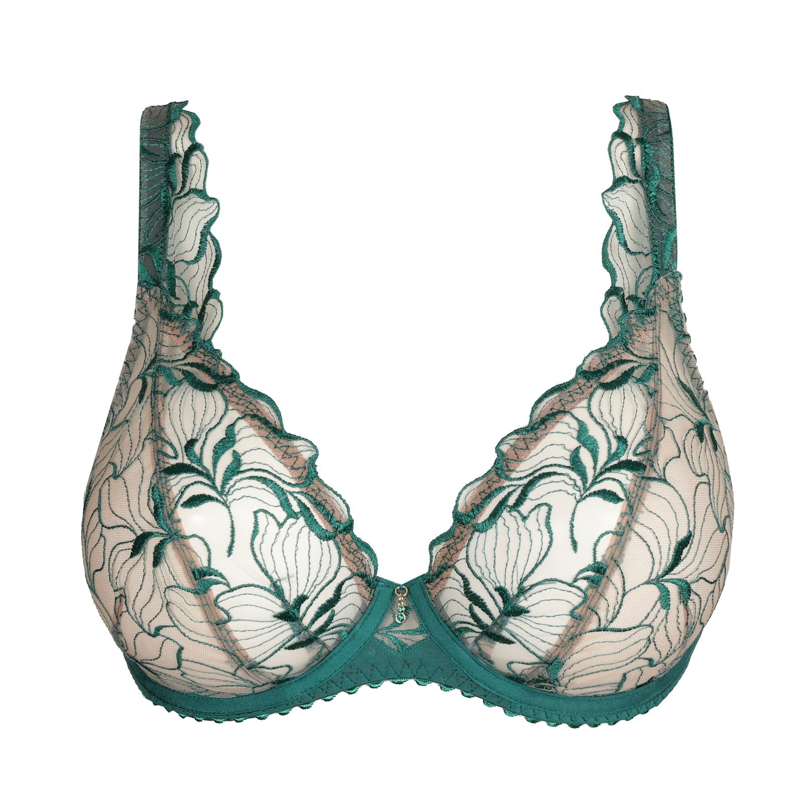 PrimaDonna Springdale Plunge Bra flat lay in Jasper Green
