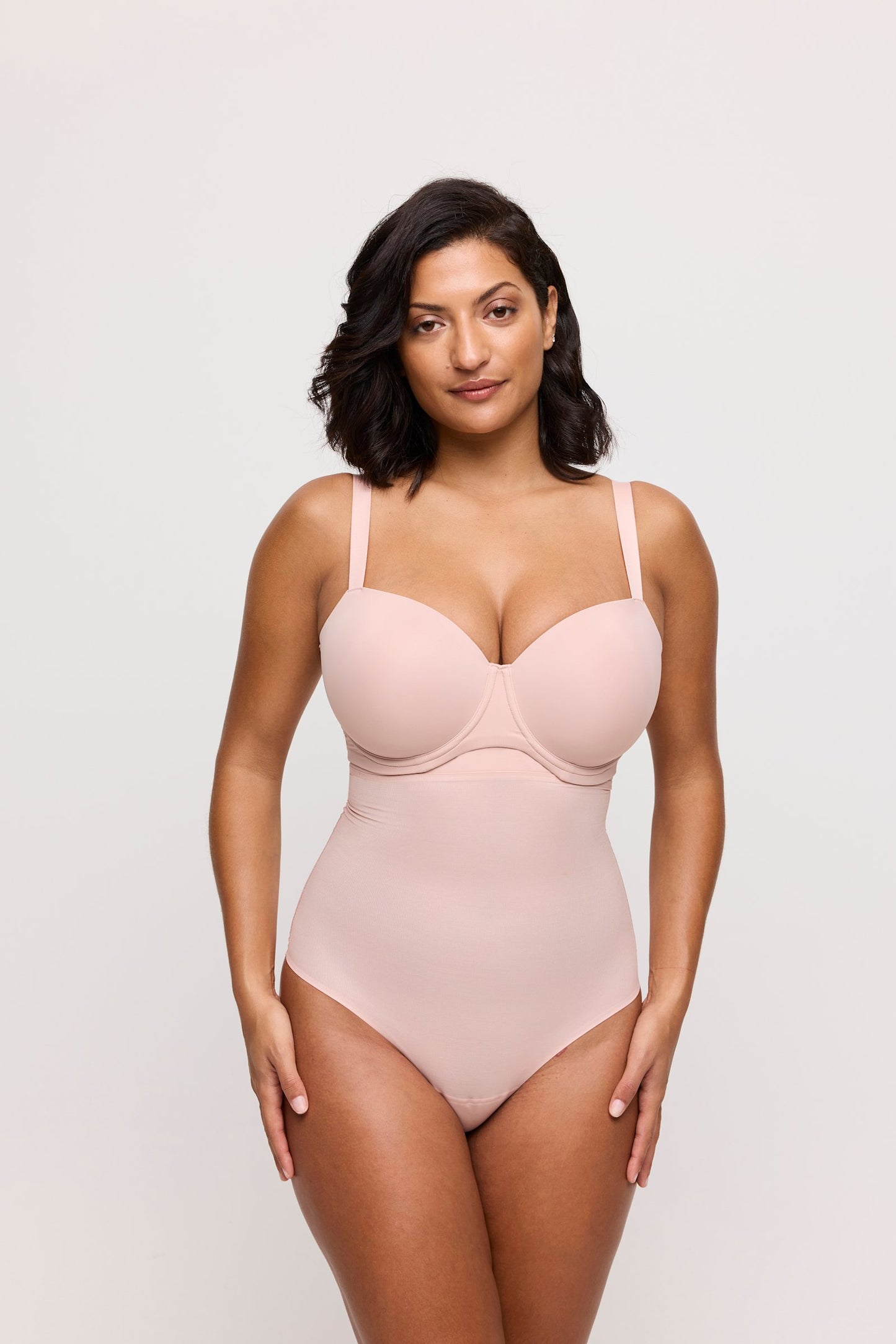 PrimaDonna Figuras Padded Balcony Bra on model in Powder Rose