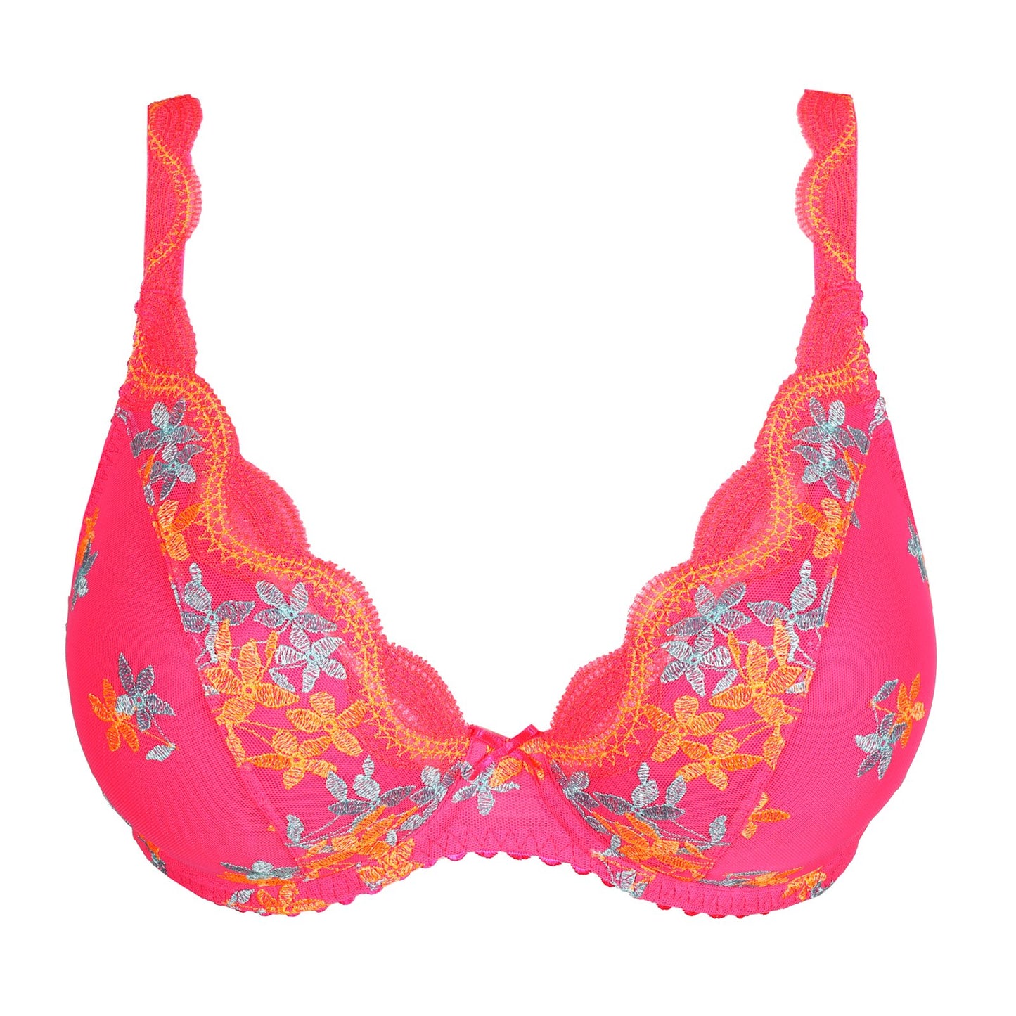 PrimaDonna Cala Luna Padded Plunge Bra flat lay in Blogger Pink